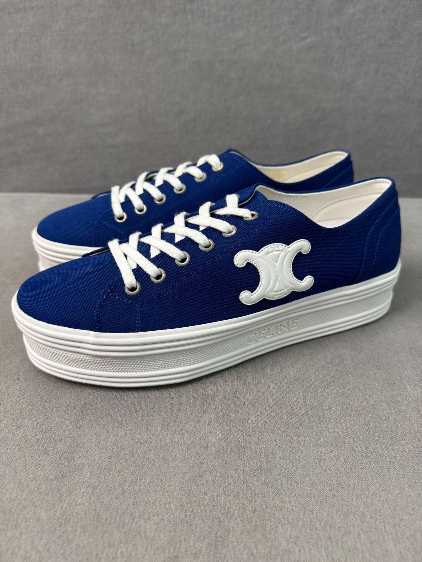 Celine Celine Triomphe Blue Platform Shoes Size US 7 / EU 40 - 1 Thumbnail