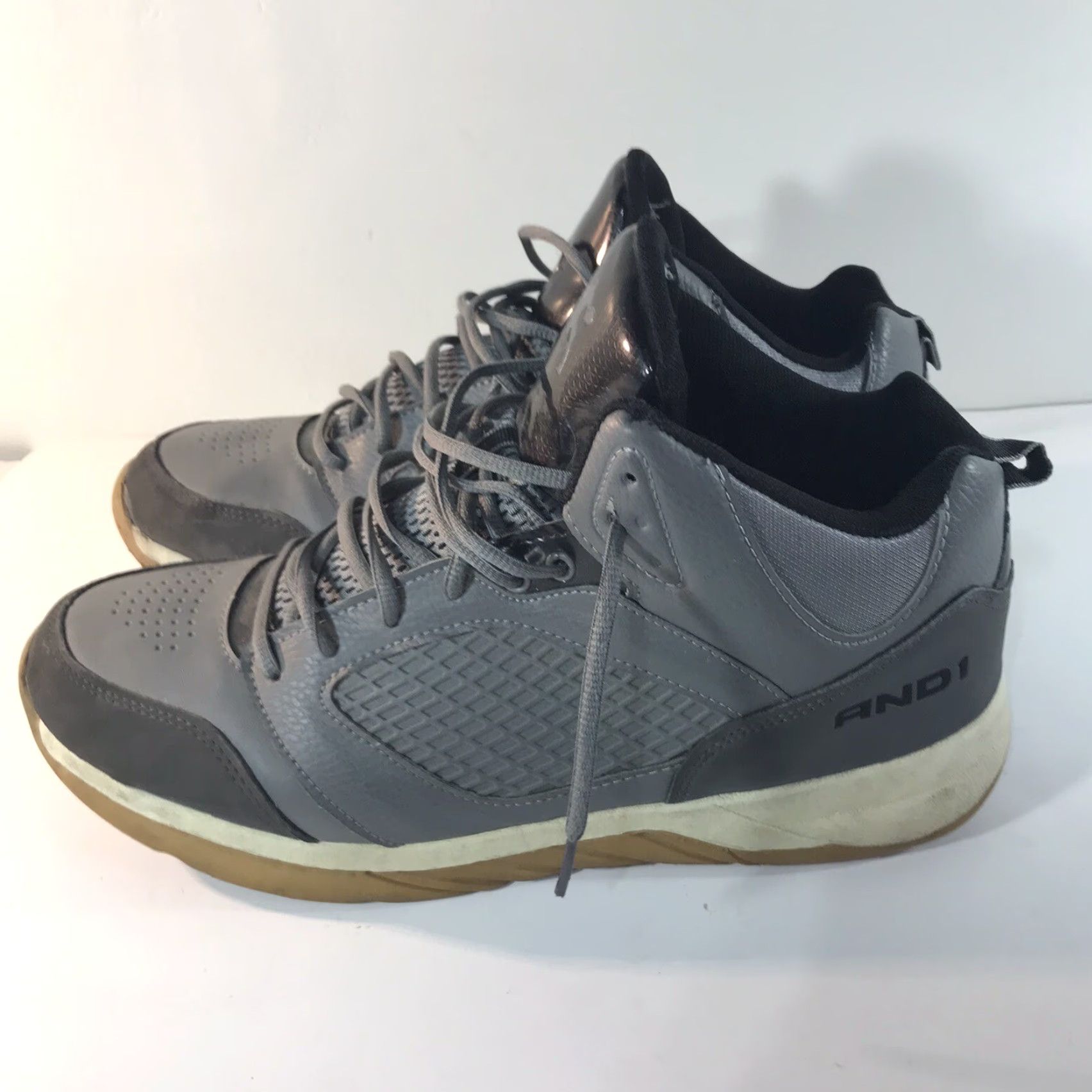 Vintage AND1 Gray High-Top Sneakers Mens Size 13 Athletic Lace-Up Basketball Size US 13 / EU 46 - 2 Thumbnail