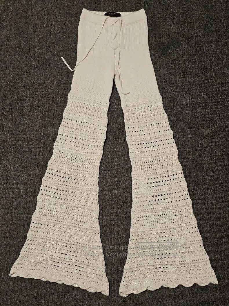 Amiri Amiri size XS Women's Knitted Flared Pants in Beige Size 23" - 5 Thumbnail