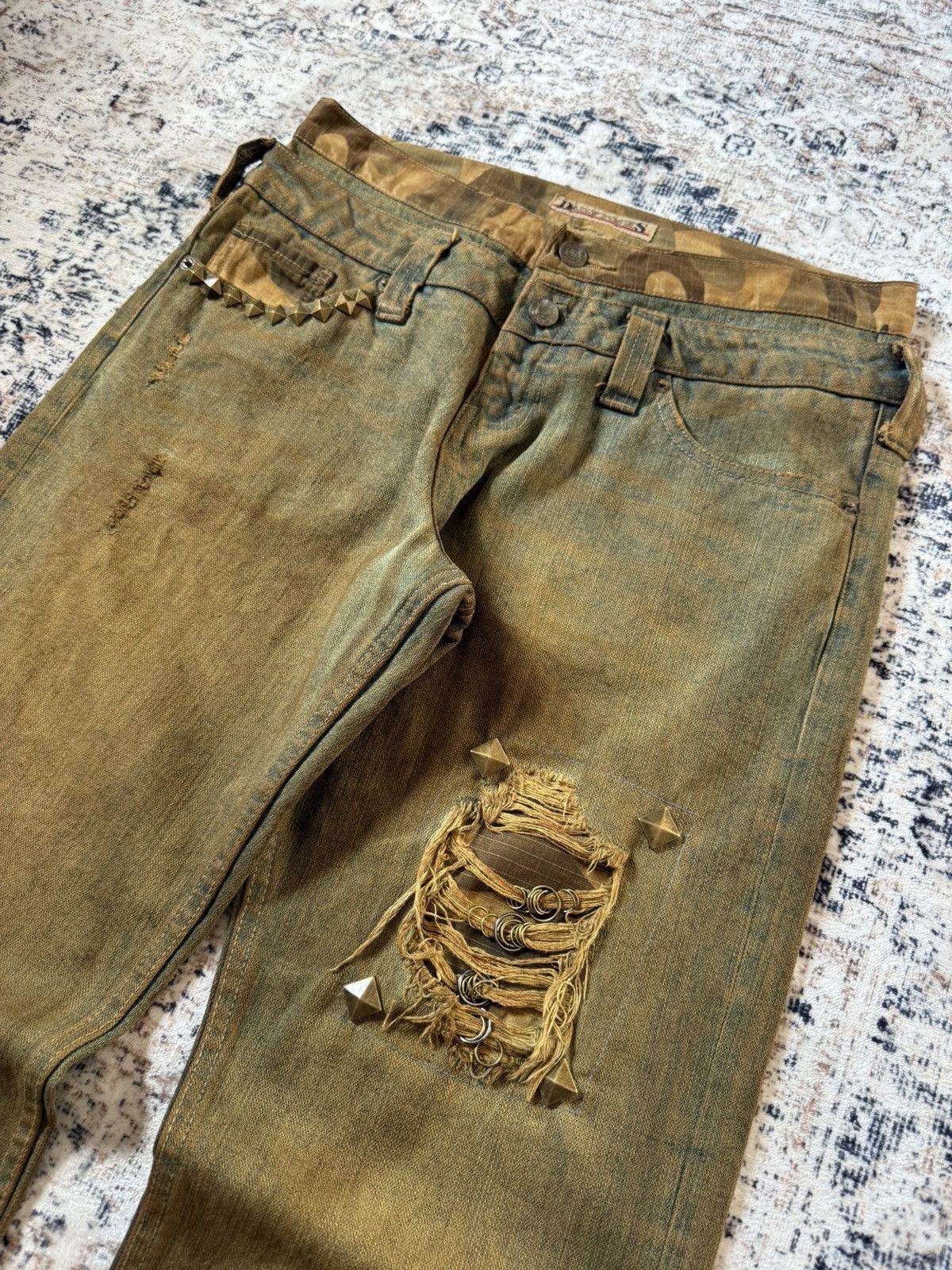 If Six Was Nine Daily Topics Mud Wash Double Waist Pierced Studded Jeans Size US 30 / EU 46 - 4 Thumbnail