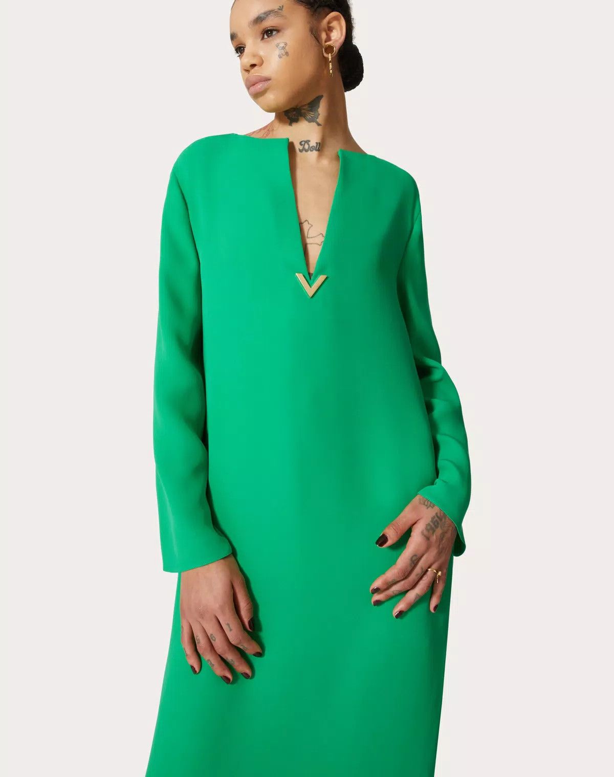 Valentino o1s1wg110625 Cady Couture Kaftan Dress in Green Size S / US 4 / IT 40 - 6 Thumbnail