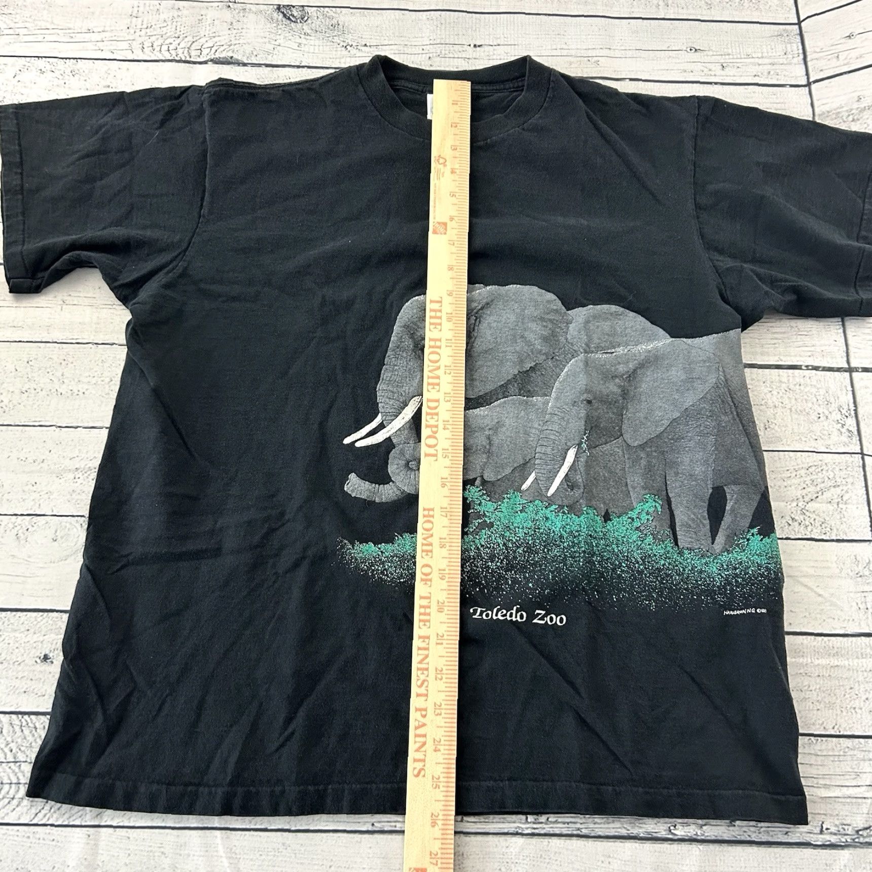 Vintage VINTAGE Harlequin Toledo Zoo Elephants Short Sleeve T Shirt Men's XL Black Size US XL / EU 56 / 4 - 4 Thumbnail