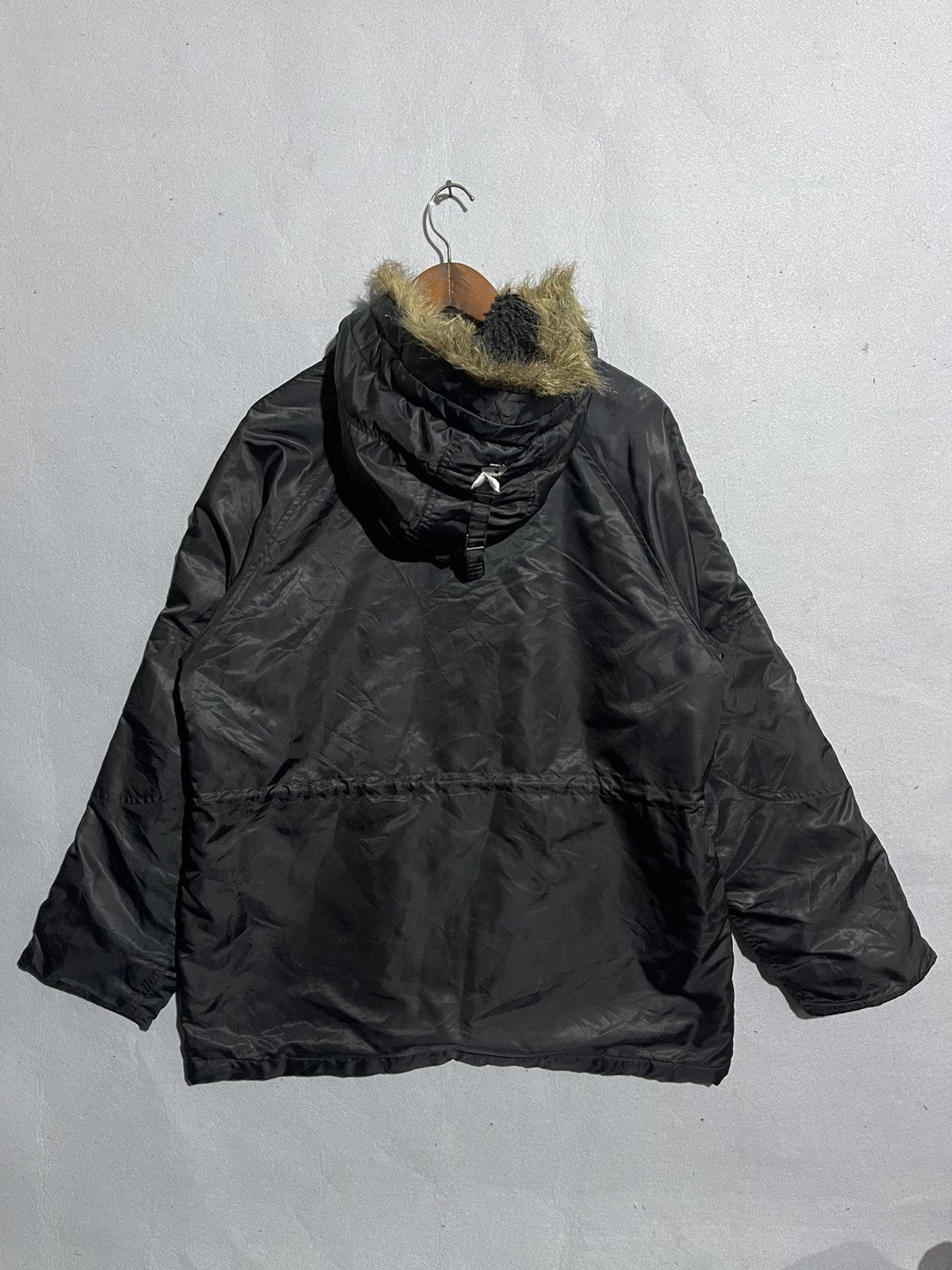Playboy Vintage 90s Playboy Black Parka Jacket with Faux Fur Hood Size US L / EU 52-54 / 3 - 7 Thumbnail