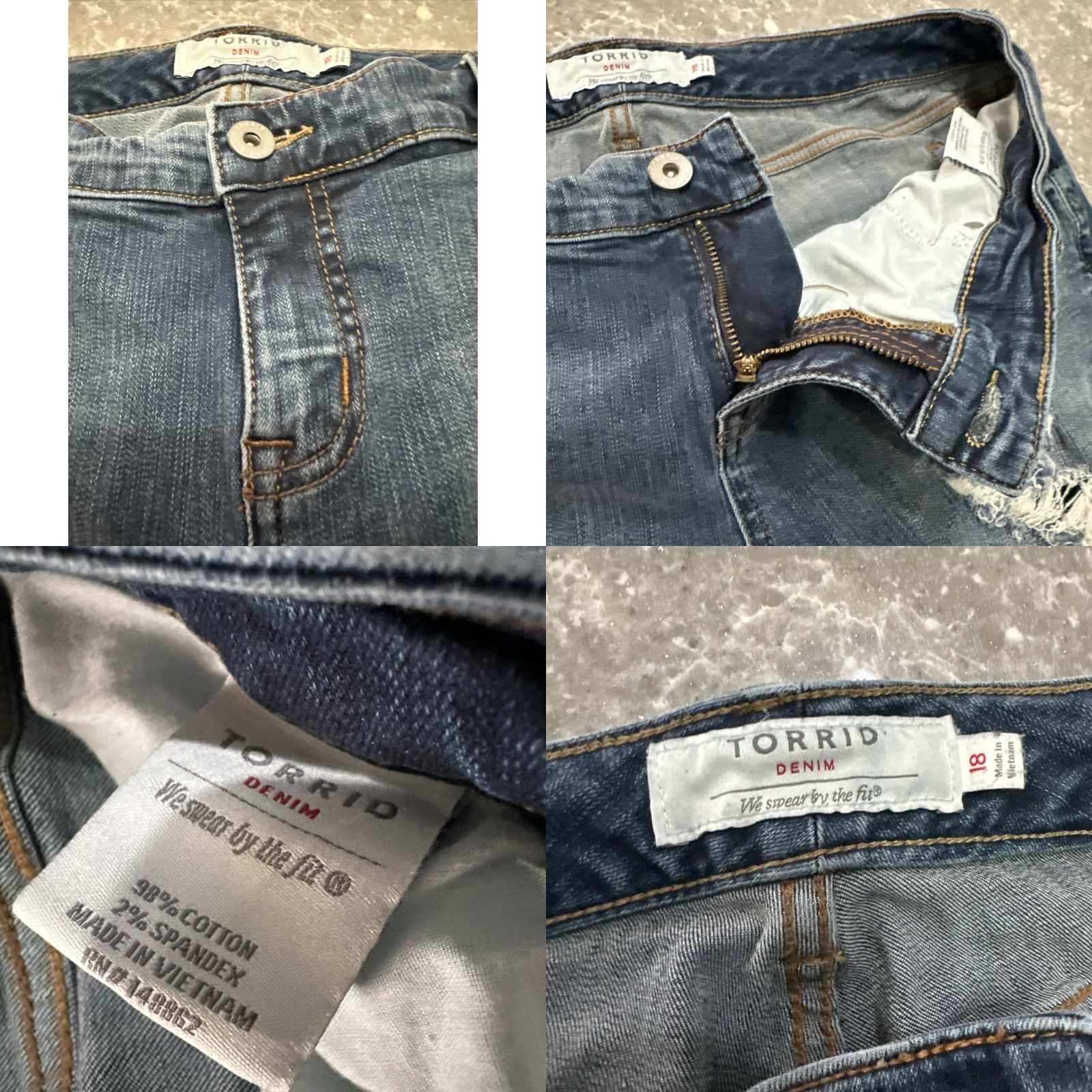 Torrid Torrid Boyfriend Shorts 18 Blue Denim Pockets Ripped Distressed Stretch Plus Size 40" / US 18 - 8 Thumbnail