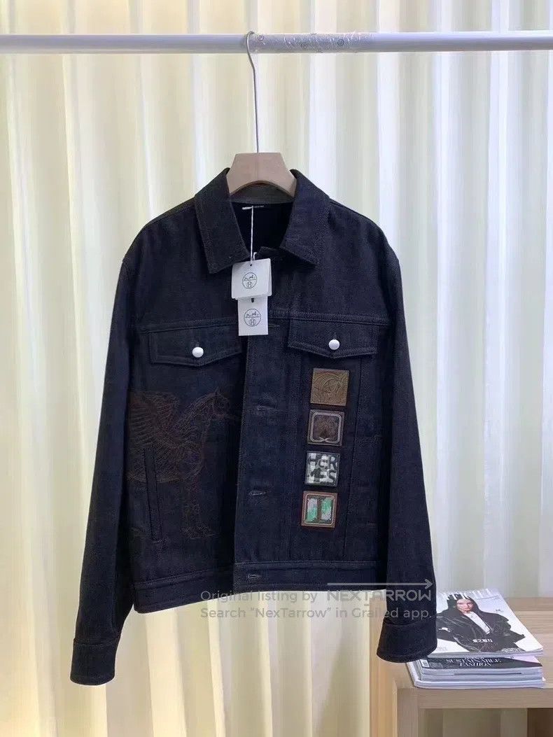 Hermes Hermes 23 Spring/Summer Flying Spur Embroidered Denim Jack Size US M / EU 48-50 / 2 - 2 Thumbnail