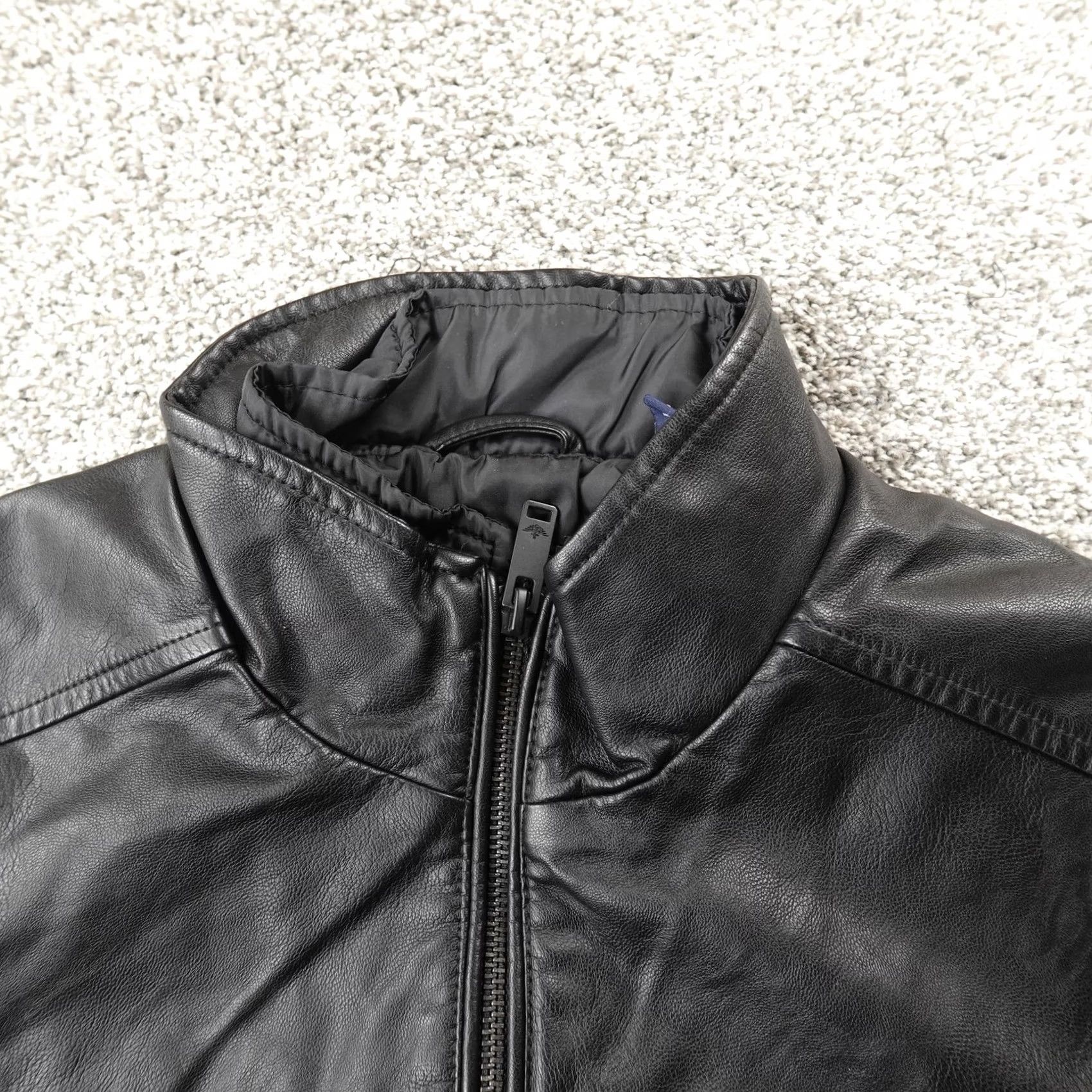 Dockers Dockers Jacket Mens S Black Faux Leather Moto Biker Full Zip Coat Lined Work Size US S / EU 44-46 / 1 - 2 Thumbnail