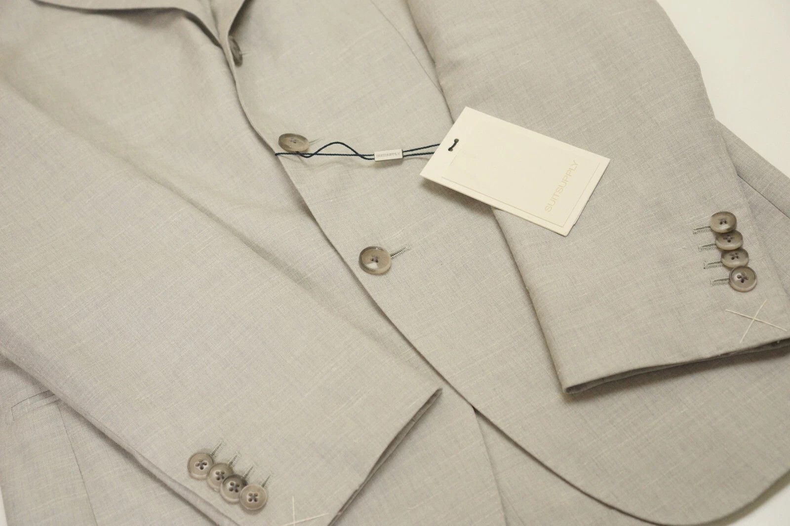 Suitsupply Men Suitsupply Suit Havana Jetted Mid Grey Wool & Linen US34 Size 34R - 5 Thumbnail