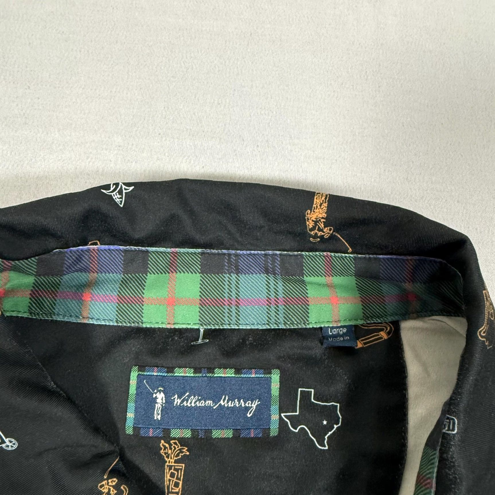 Vintage William Murray Polo Shirt Mens Large Black Texas Print Golf Titos Vodka Size US L / EU 52-54 / 3 - 6 Thumbnail