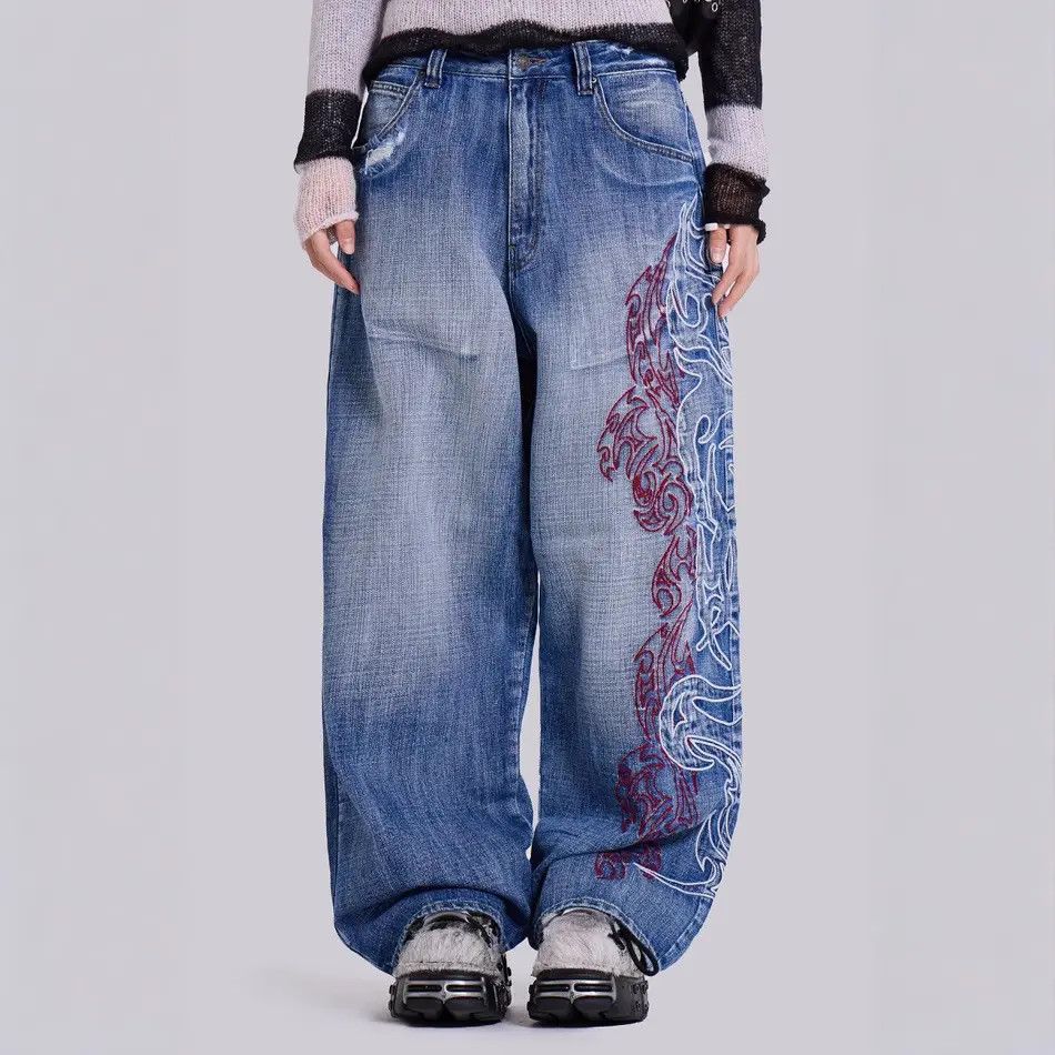 Japanese Brand Retro loose wide leg y2k jeans Size US 32 / EU 48 - 1 Thumbnail