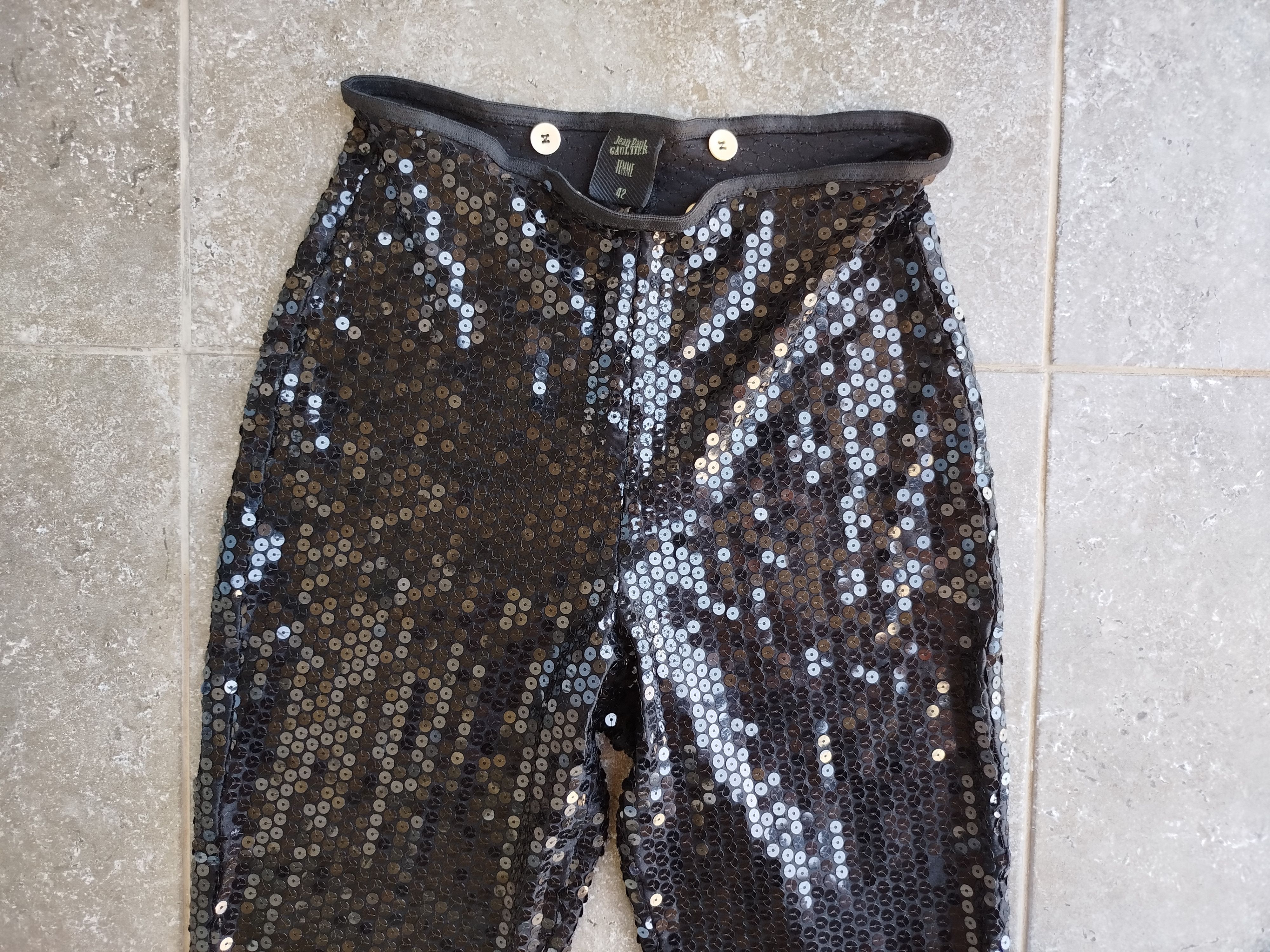 Jean Paul Gaultier Vintage Pants Leggings Sequin Stirrup 90s Size 42 Size 28" / US 6 / IT 42 - 3 Thumbnail