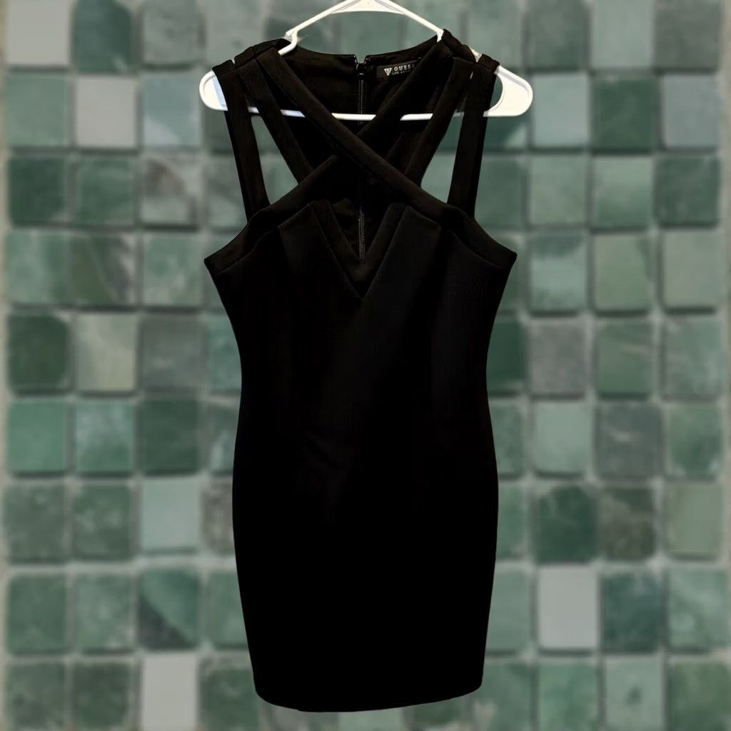 Guess Guess Black Strappy Bodycon Dress Women's 10 Size L / US 10 / IT 46 - 1 Thumbnail