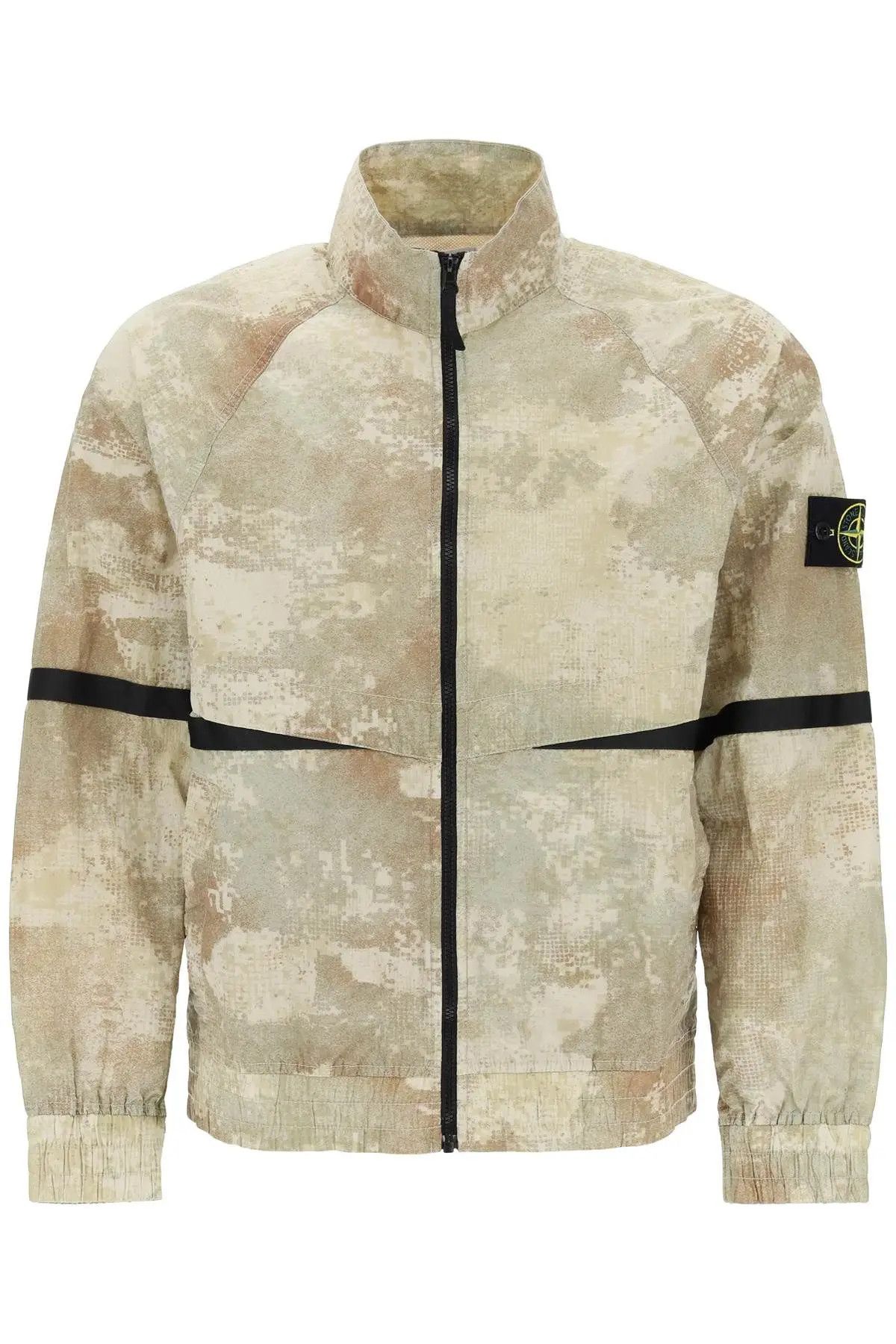 image of Stone Island O1S22I1N0524 Camouflage Wind Jacket In Green, Men's (Size Large)