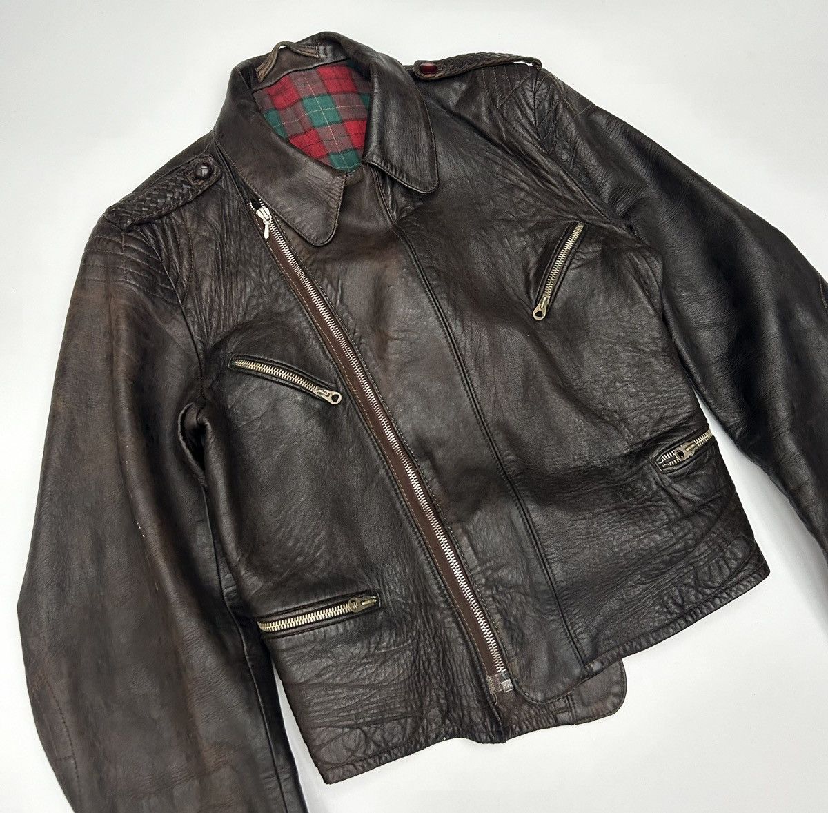 Vintage 30-40’s WWII German Leather Motorcycle Jacket DRP Zipp Size US S / EU 44-46 / 1 - 3 Thumbnail