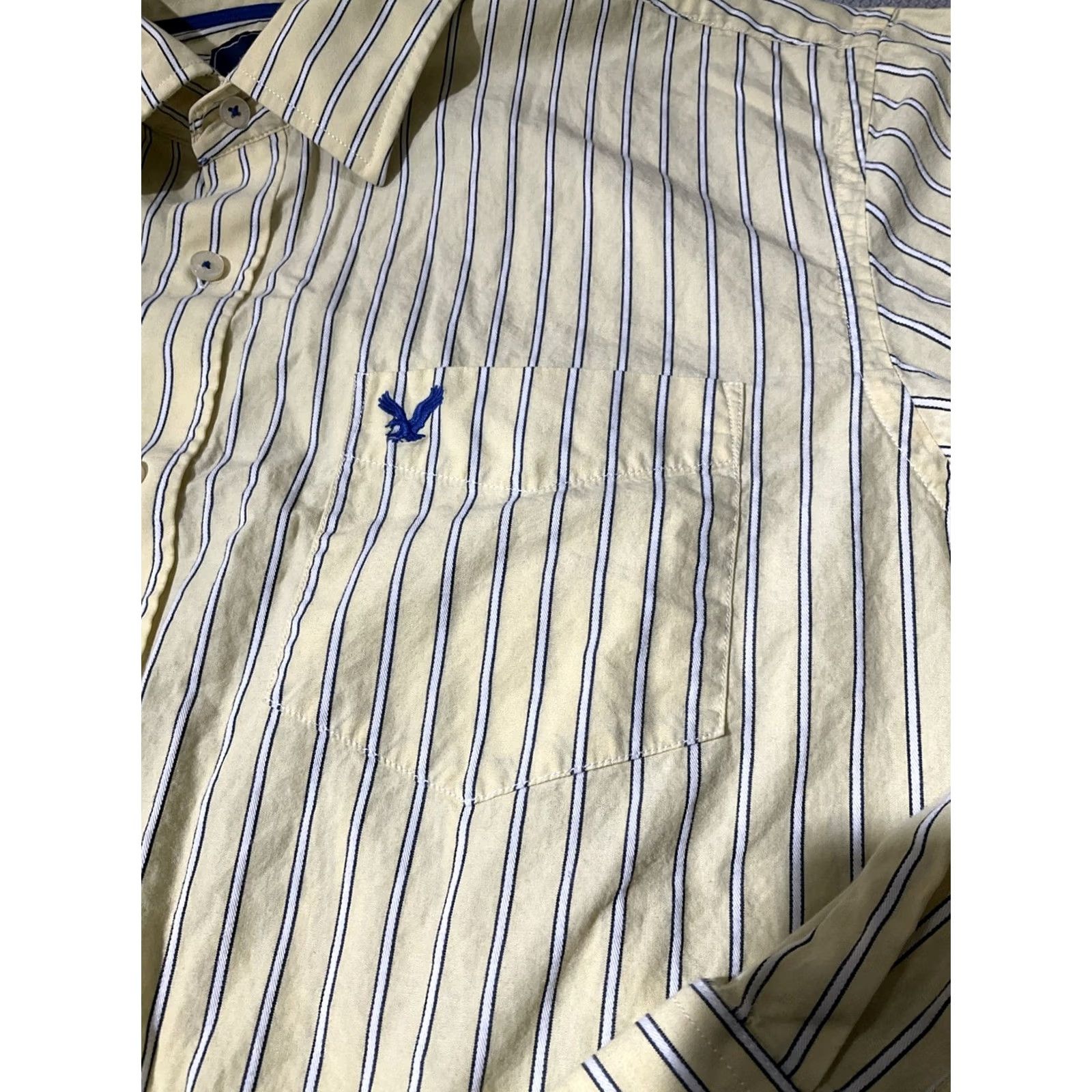 Vintage American Eagle Shirt Mens 2XL Yellow Workwear Button-Up Casual Preppy 90s USA Retro Grunge Hip Hop City Vintage-None Size US XXL / EU 58 / 5 - 6 Thumbnail