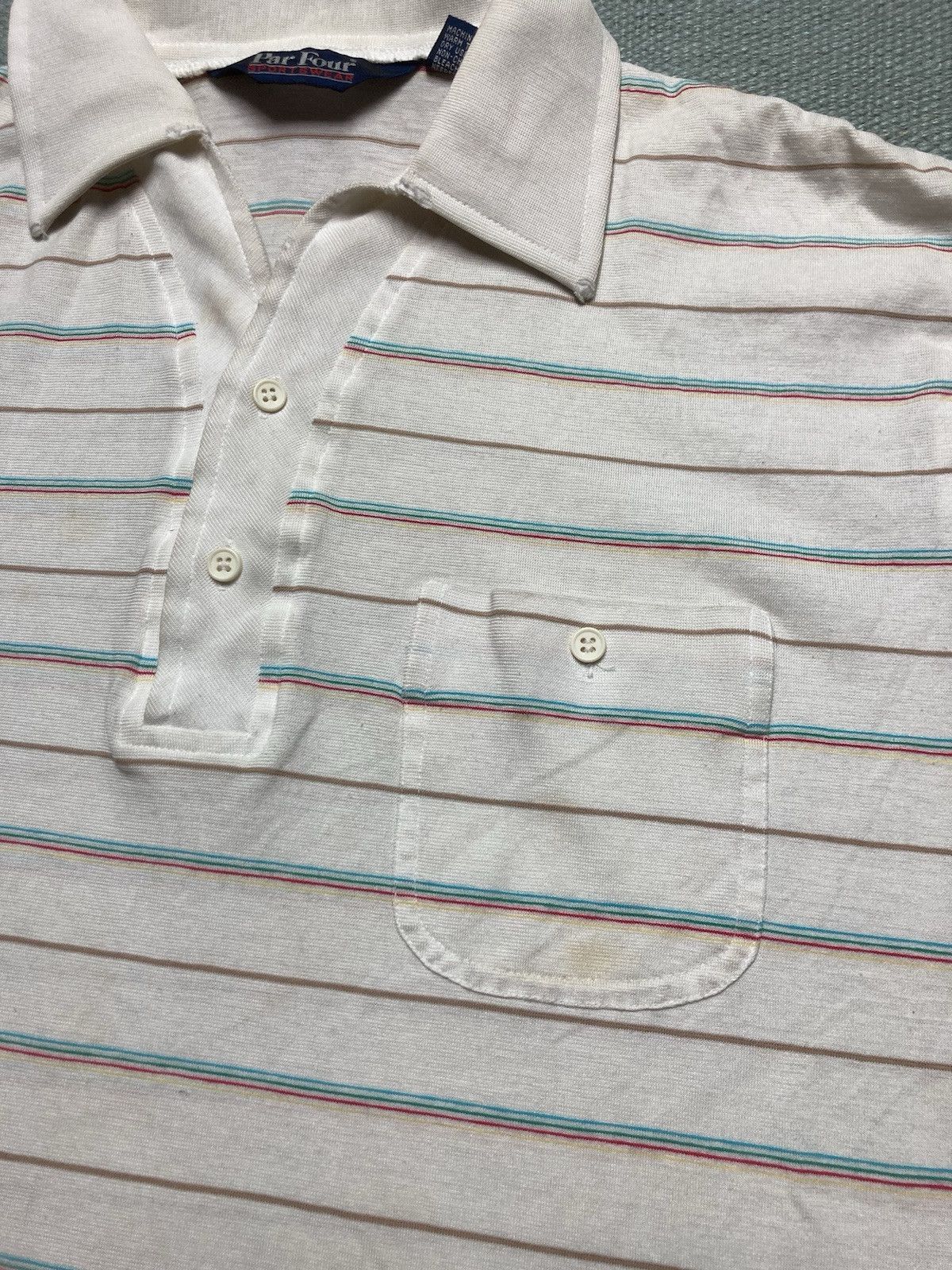 Vintage Vtg short sleeve polo shirt striped golf soft Par Four XL Size US XL / EU 56 / 4 - 3 Thumbnail