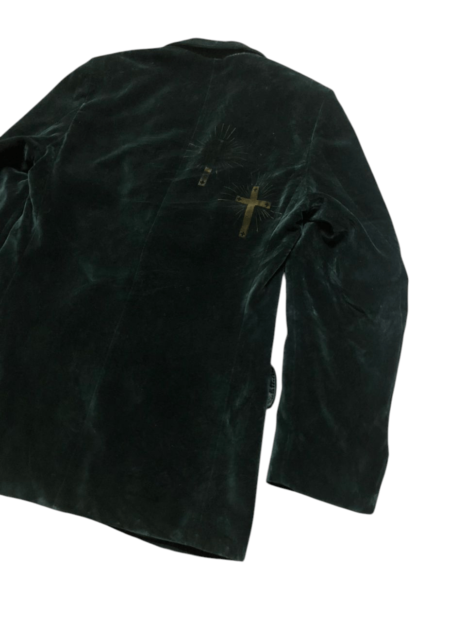 N.Hoolywood N.HoolyWood Green Velvet Blazer Design Cross Printed Size US S / EU 44-46 / 1 - 10 Thumbnail