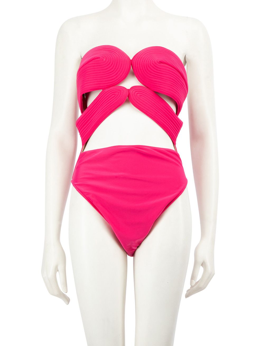 image of Adriana Degreas Pink Matelassé Strapless Swimsuit, Women's (Size Large)