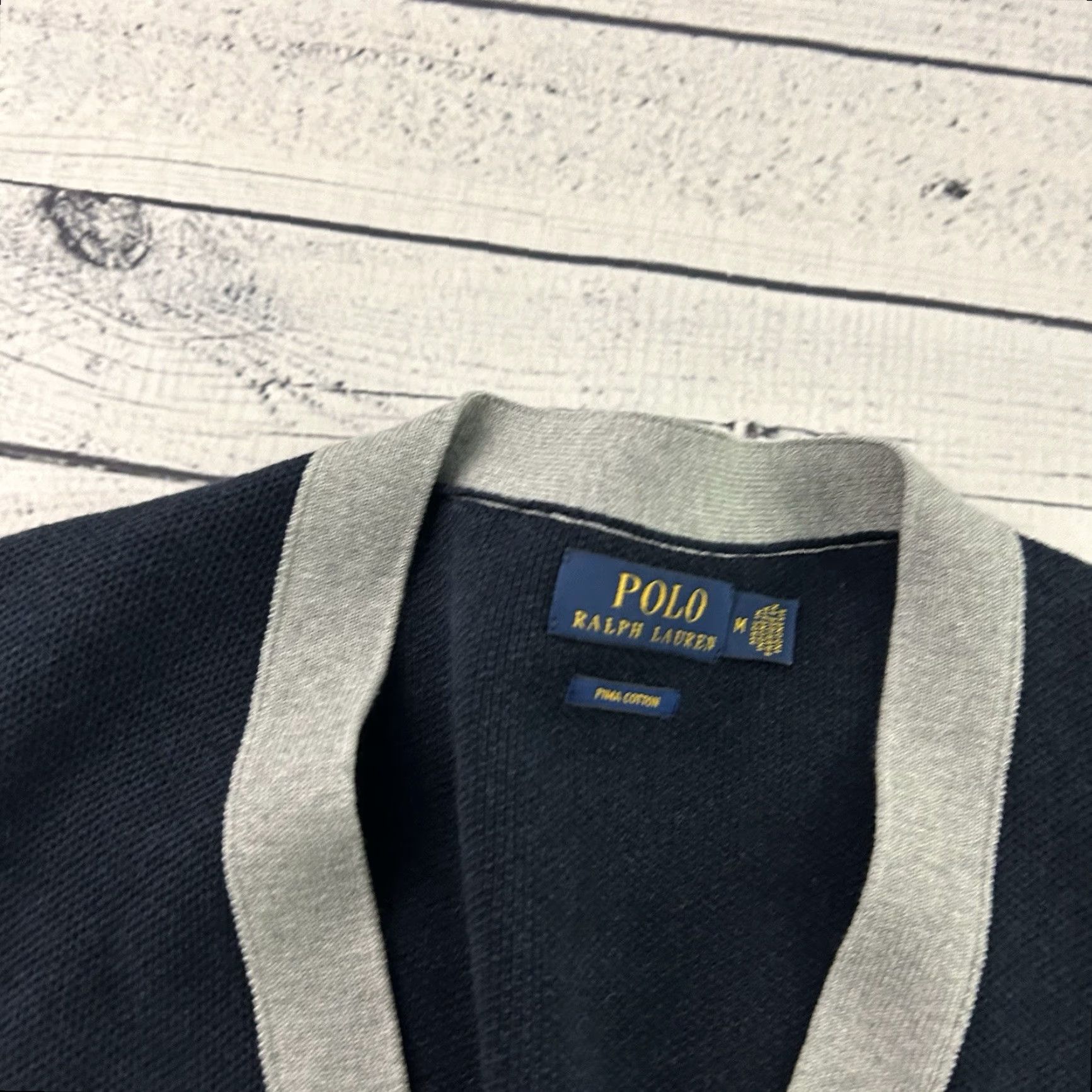 Polo Ralph Lauren Polo Ralph Lauren Pima Cotton Varsity Sweater Men's M Blue Cardigan Knit Log o Button Solid Pattern Shirt Size US M / EU 48-50 / 2 - 2 Thumbnail