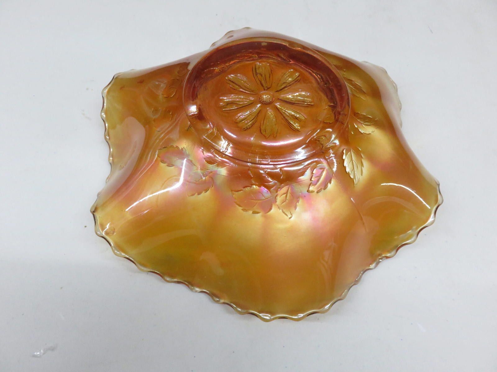 Fenton Fenton Marigold Carnival Glass Flower Ruffled Serving Bowl Size ONE SIZE - 4 Thumbnail