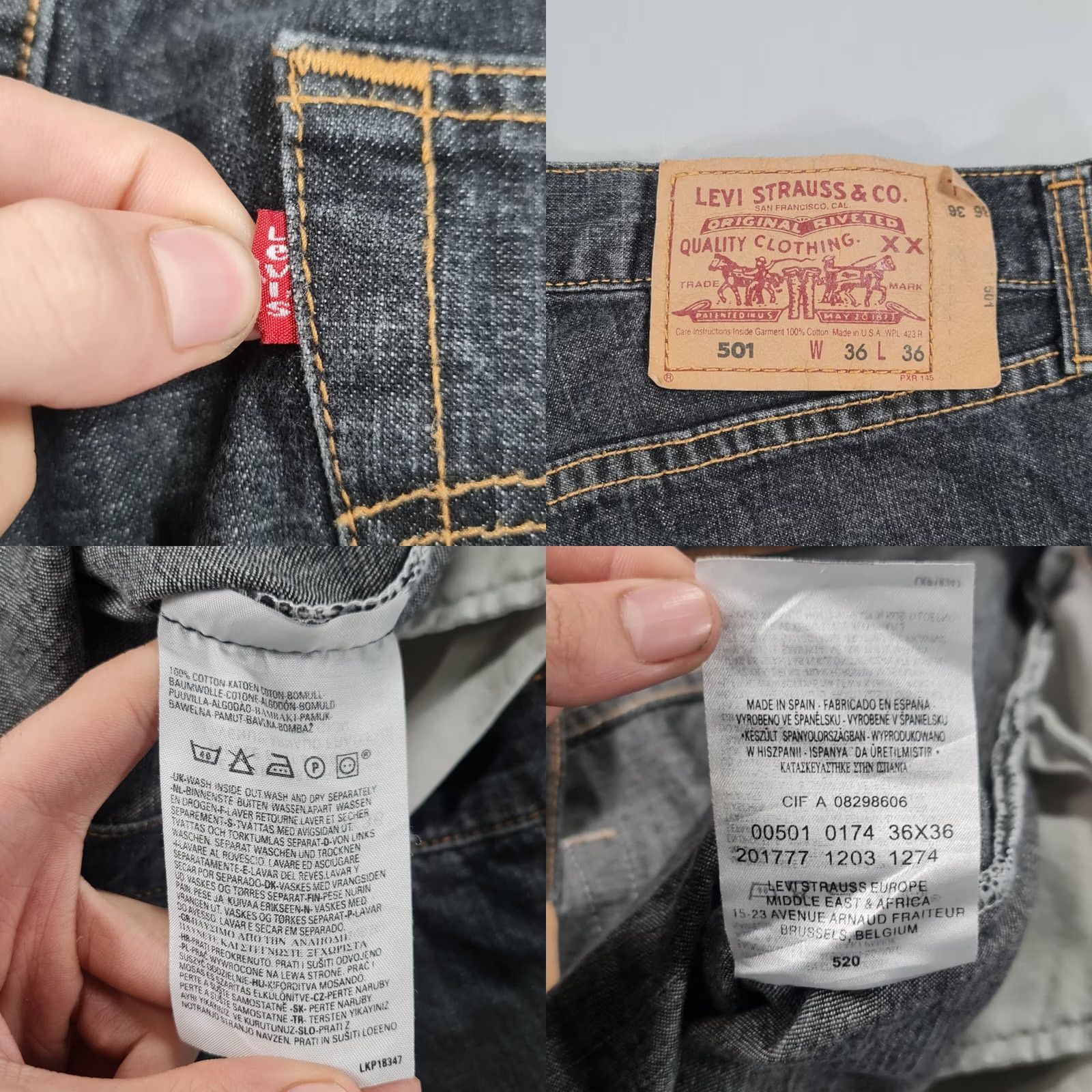 Levi's VINTAGE Levi's 501 Jeans Grey W36 L30 Regular Straight 90s Made in Spain Mens Size US 36 / EU 52 - 8 Thumbnail