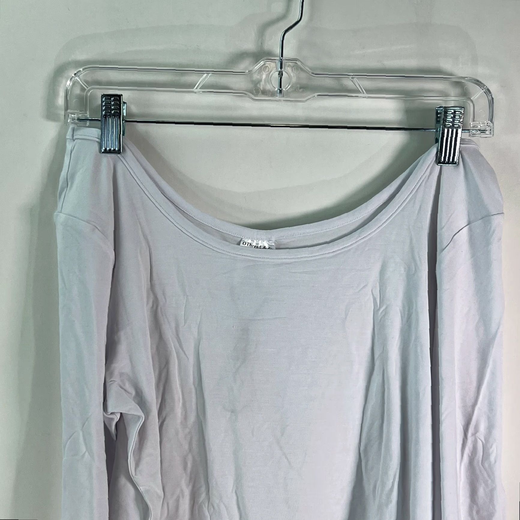CO O Thread & Co T-Shirt Womens Cropped White - Large - Scoop Neck - 3/4 Sleeve - Casual Size L / US 10 / IT 46 - 3 Thumbnail