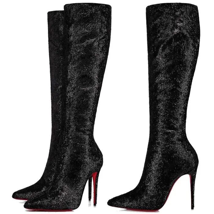 Christian Louboutin o1s1wg111224 Kate Botta 100 Velours in Black Size US 10.5 / IT 40.5 - 2 Thumbnail