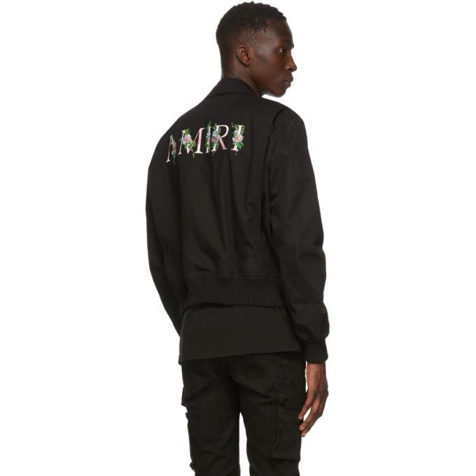 Amiri Amiri Black Floral Logo Jacket Size 50 Size US L / EU 52-54 / 3 - 1 Thumbnail