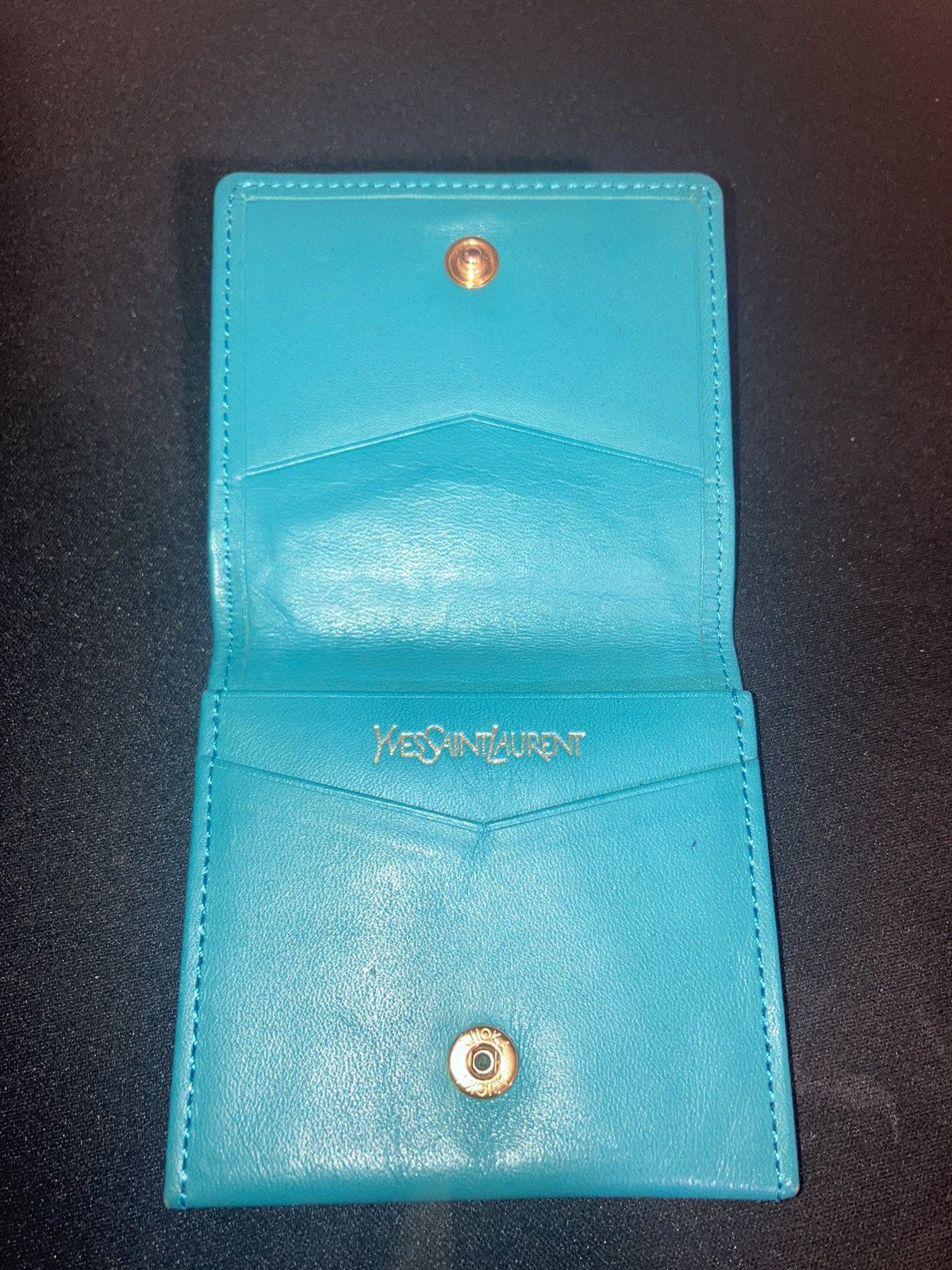 Yves Saint Laurent YSL Teal Leather Coin Pouch Size ONE SIZE - 3 Thumbnail