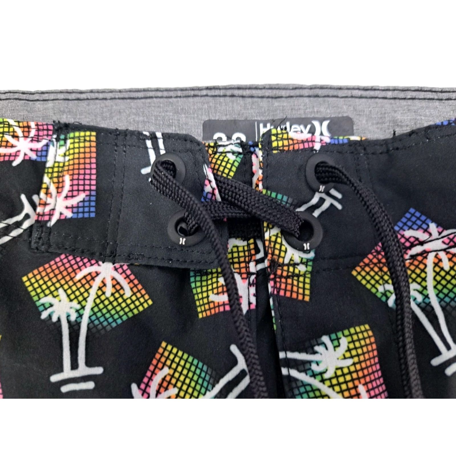 Hurley Hurley Mens Board Shorts Black/Multicolored Palm Trees 32 Quick Dry Stretch Drawstring Back Pocket Surfing Beach Gomer Tropical Regular Mens Size US 32 / EU 48 - 5 Thumbnail