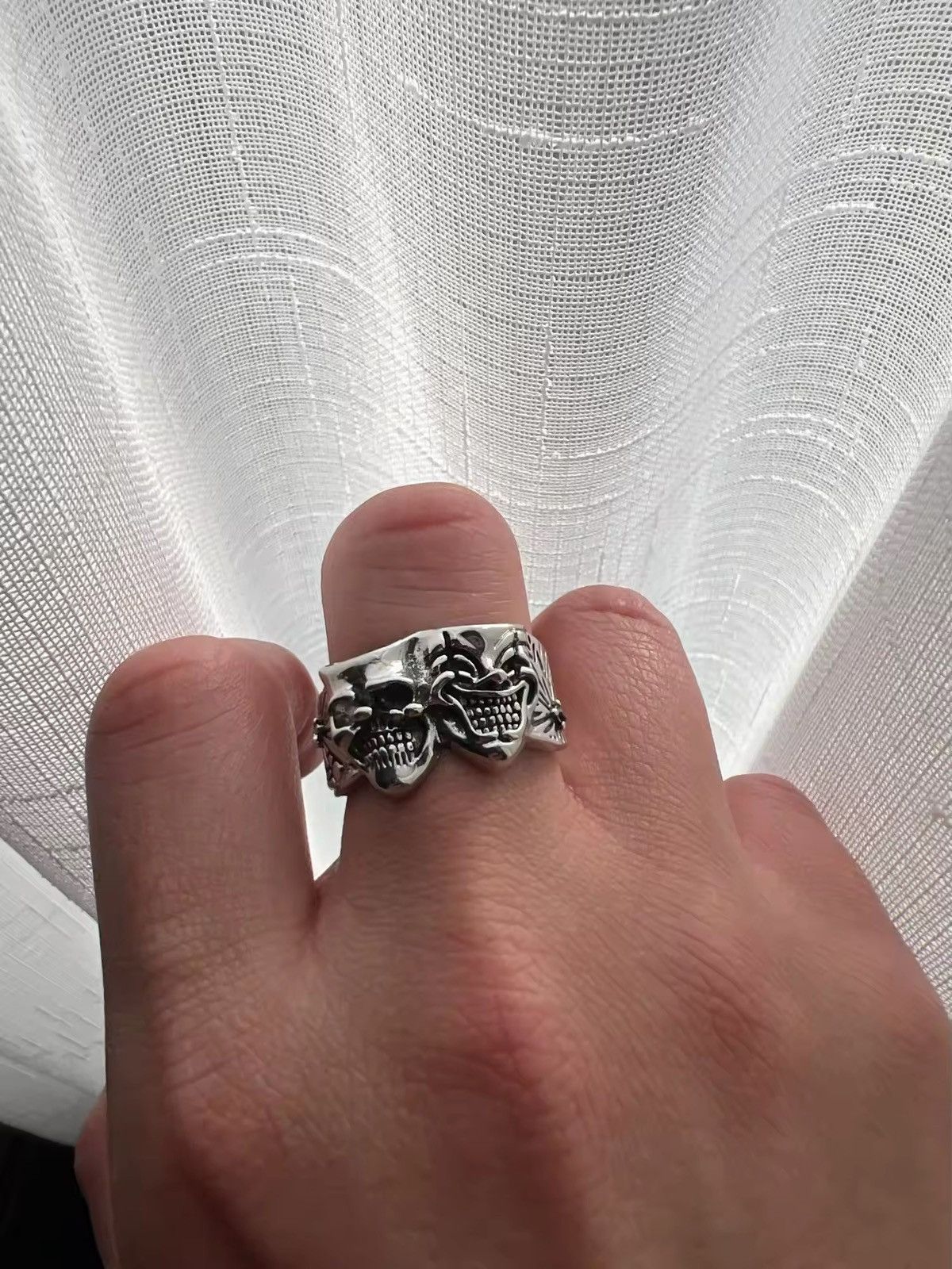 Jewelry × Vintage Retro Two Face Joker Resizeable Ring Size ONE SIZE - 4 Thumbnail