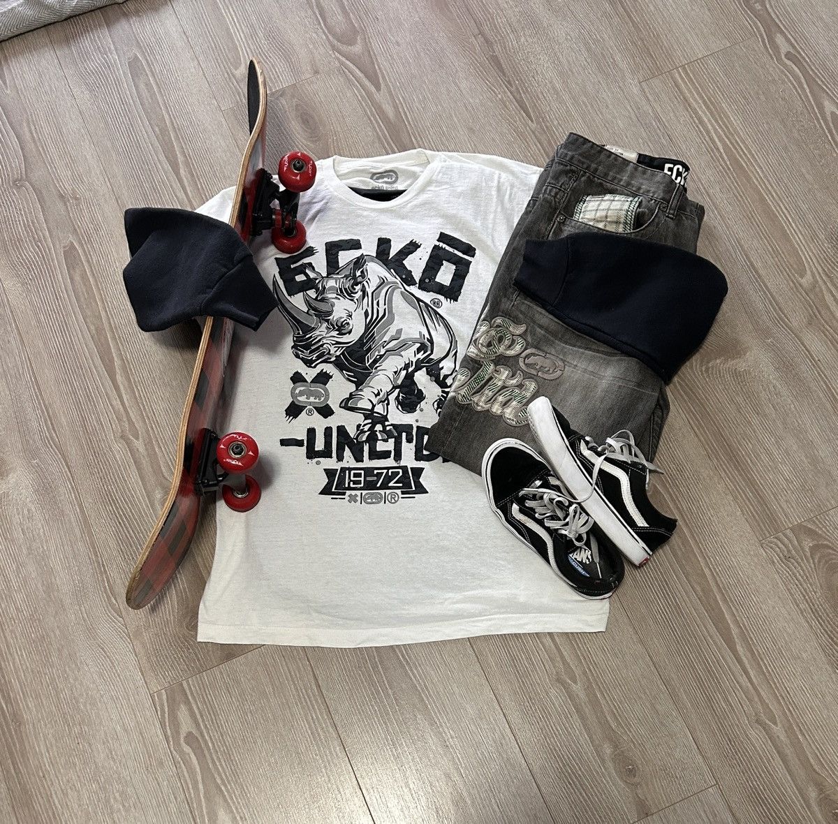 Ecko Unltd. Y2K Ecko Untld. White Grunge Skater Rhino Ink Graffiti Tee Size US L / EU 52-54 / 3 - 2 Thumbnail