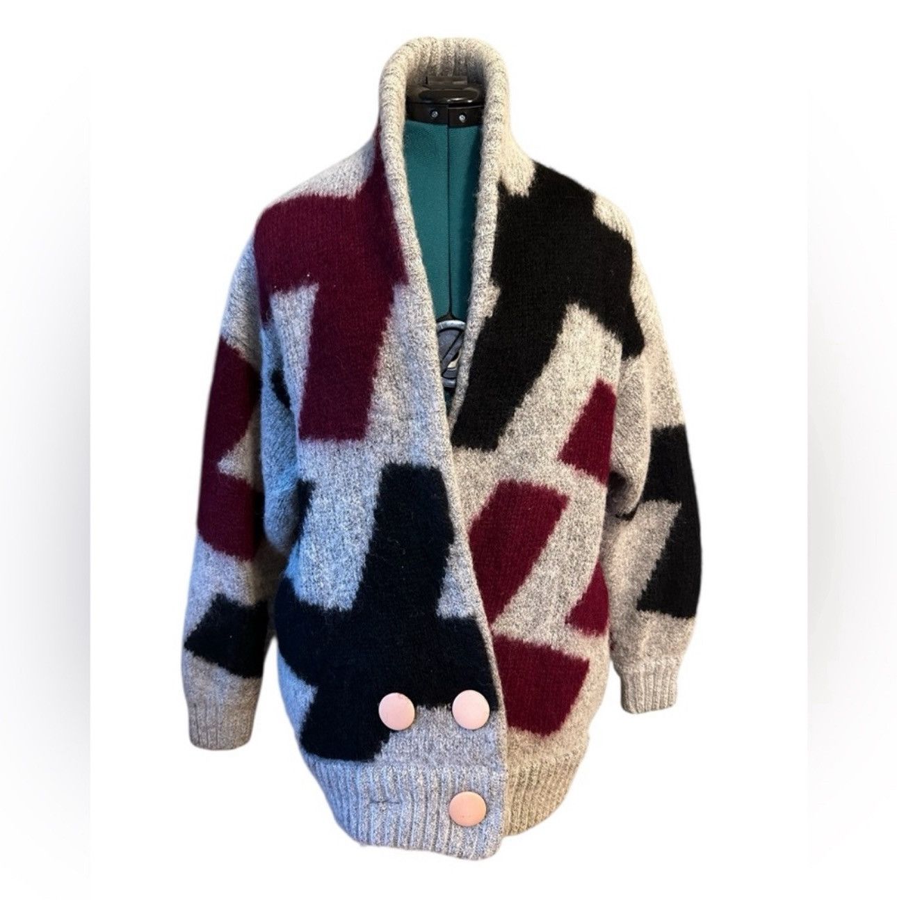 Other VTG Greg Adams Red Black Cross Gray Mohair Cardigan Sweater Size US M / EU 48-50 / 2 - 1 Thumbnail