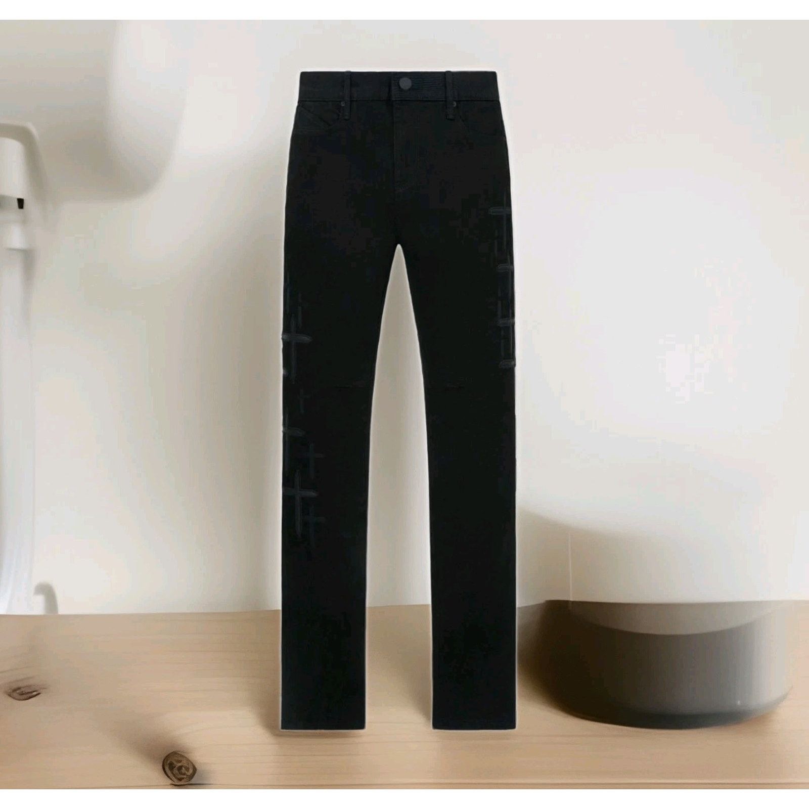 Rta RTA Skinny Fit Jeans Bryant Cross Patches Denim MRLDD887 Size US 33 - 3 Thumbnail