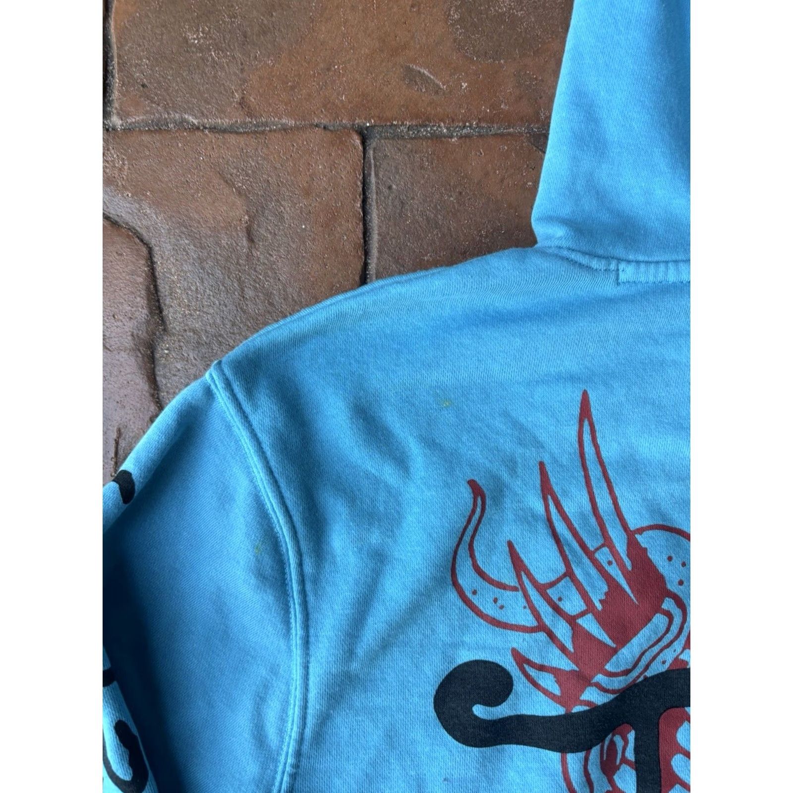 Ed Hardy Y2K Ed Hardy Flame Skull Tattoo Hoodie Sweatshirt Small Mens Blue Smooth Graphic Print Hooded Pullover Crew Neck Skull Pattern Size US S / EU 44-46 / 1 - 7 Thumbnail