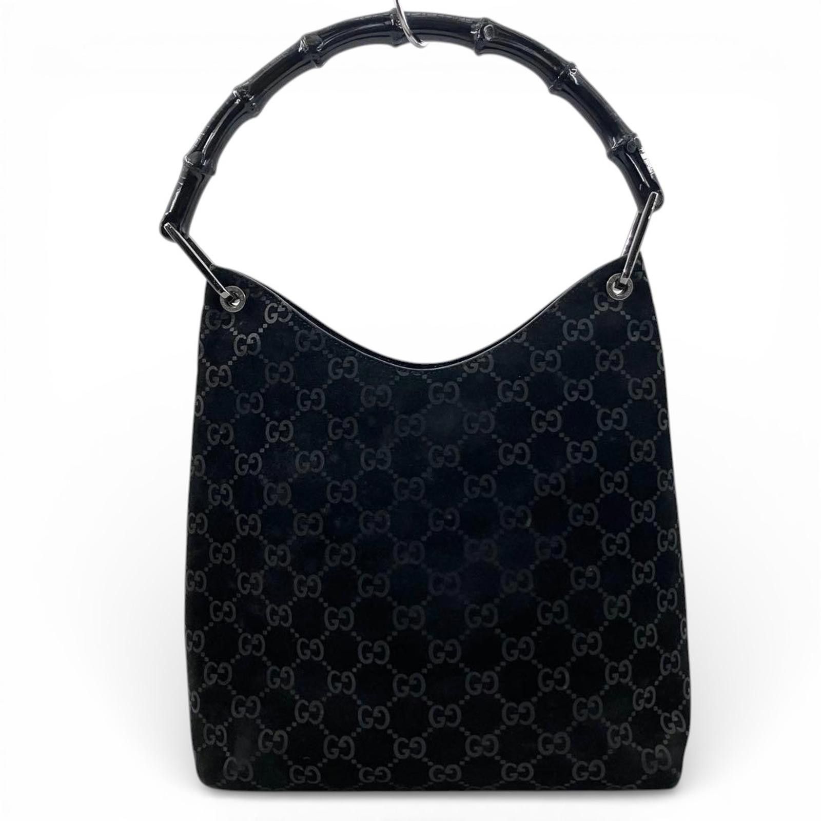 Gucci Gucci - Black GG Canvas Bamboo Handle Shoulder Bag Size ONE SIZE - 3 Thumbnail