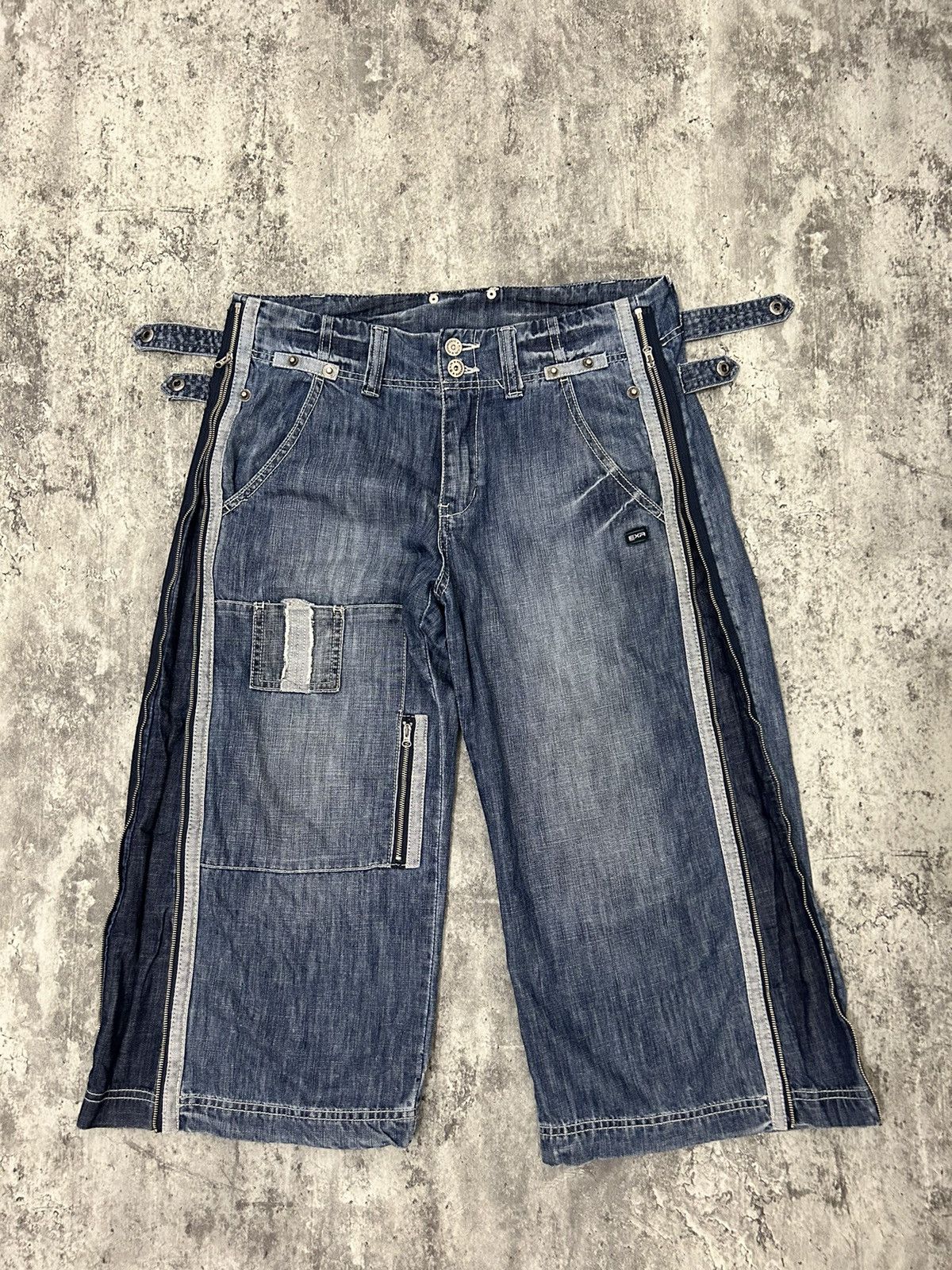 JNCO × Japanese Brand EXR baggy Full Zip jorts Denim Pants Size US 33 - 1 Thumbnail