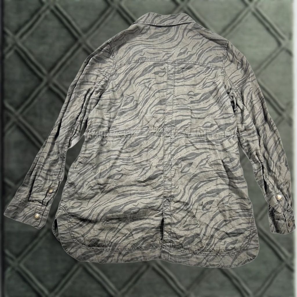 Vintage Marrakech Jacket Womens XL 100% Linen Tiger Stripe Full Zip Snap Military Jacket Army Bohemian Mens Womens Girls Boys Size XL / US 12-14 / IT 48-50 - 1 Thumbnail