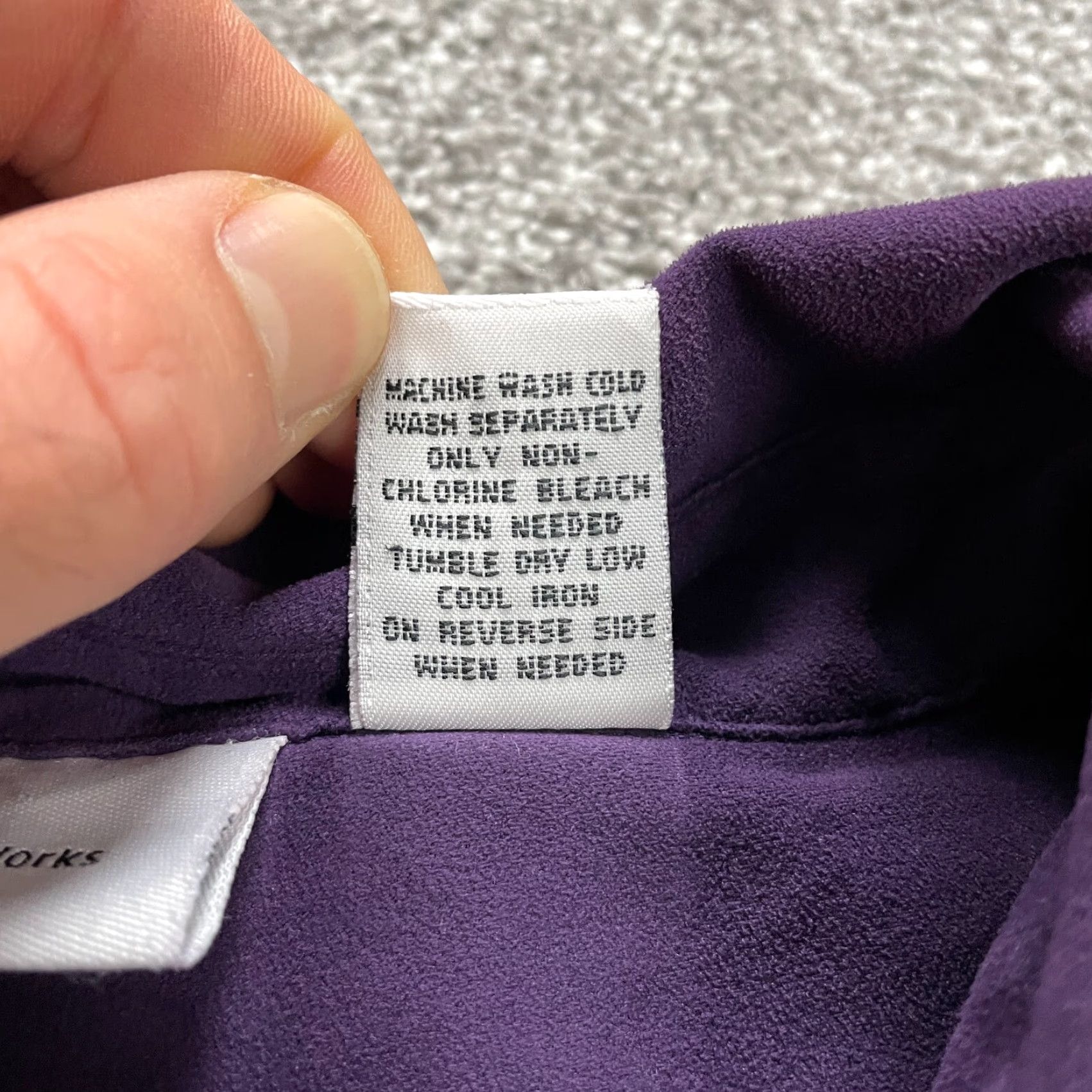 Vintage Parisian Works Shirt Womens 20W Purple Long Sleeve Faux Suede Blouse Size 3XL / US 20-22 - 5 Thumbnail