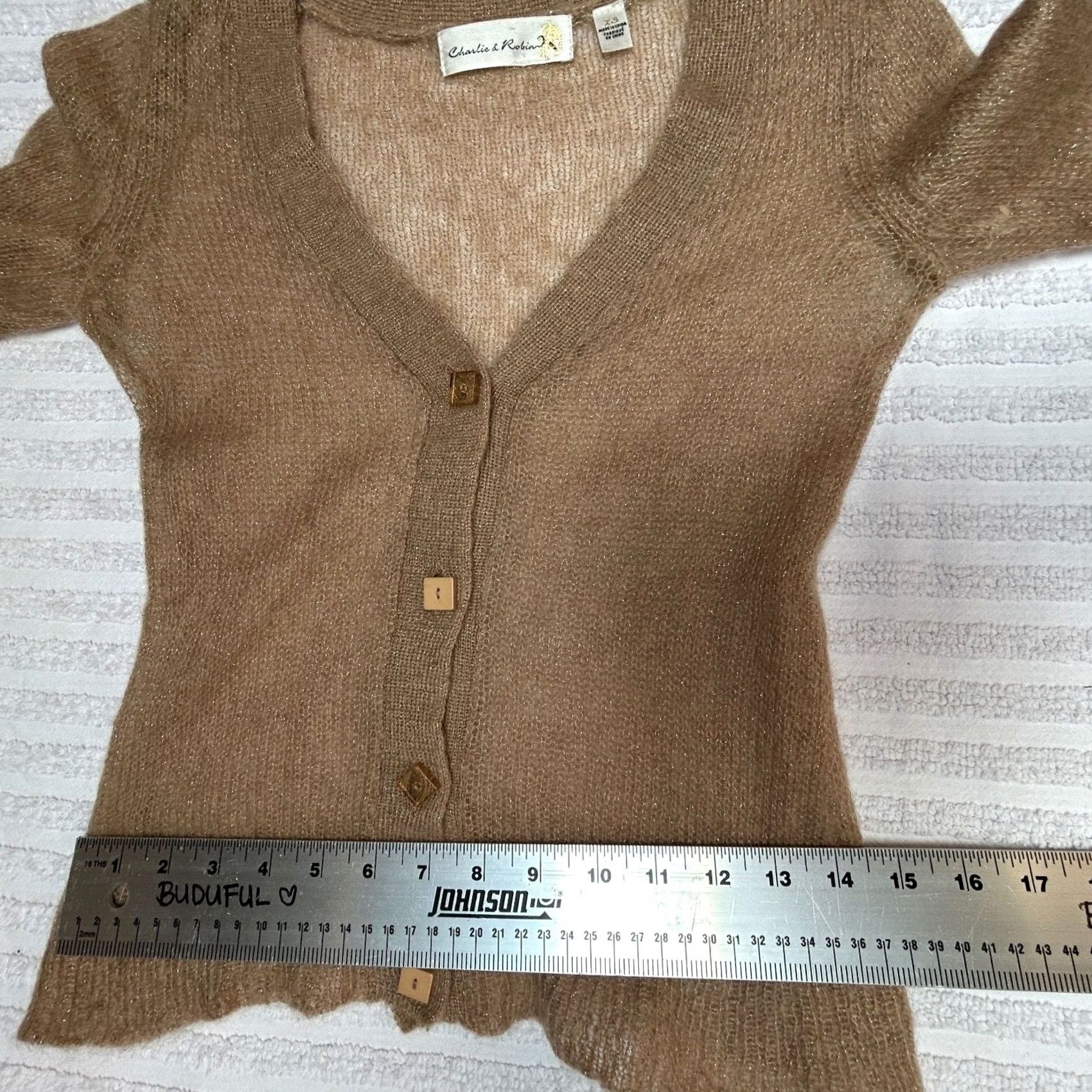 Anthropologie Anthropologie Charlie & Robin Women's Cardigan Sweater V-Neck Beige Size XS Size XS / US 0-2 / IT 36-38 - 4 Thumbnail
