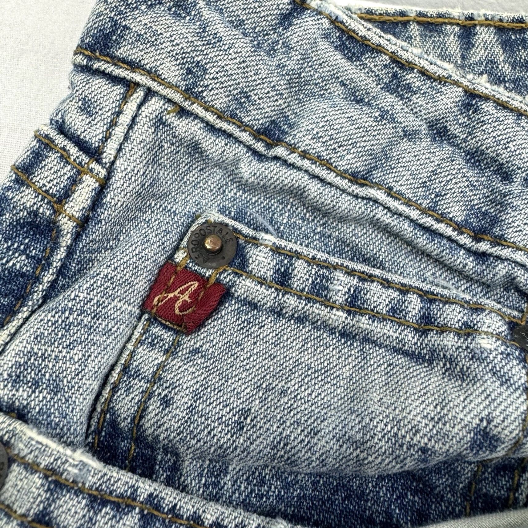 Vintage VINTAGE Y2K Aeropostale Flare Bootcut Jeans Womens 11/12 Long Hipster Hippie Blue Size 32" / US 10 / IT 46 - 3 Thumbnail