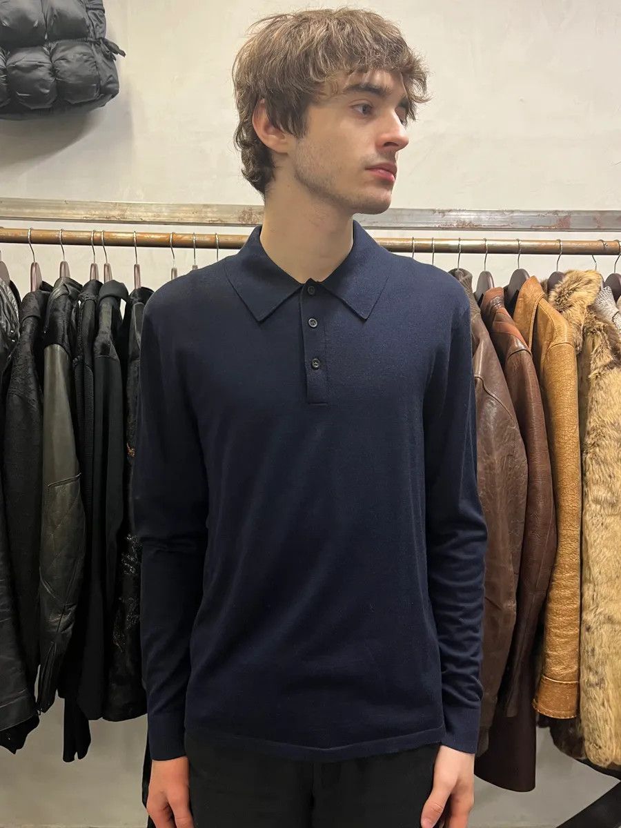 Acne Studios Acne Studios Navy Wool Polo Sweater Size US M / EU 48-50 / 2 - 2 Thumbnail