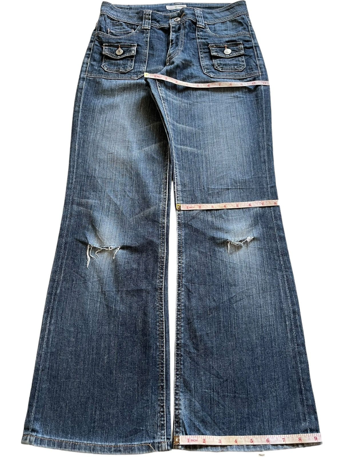 Japanese Brand Vintage Japanese Brand Blue Wash Bush Pant Flare Jeans Size 29" - 13 Thumbnail