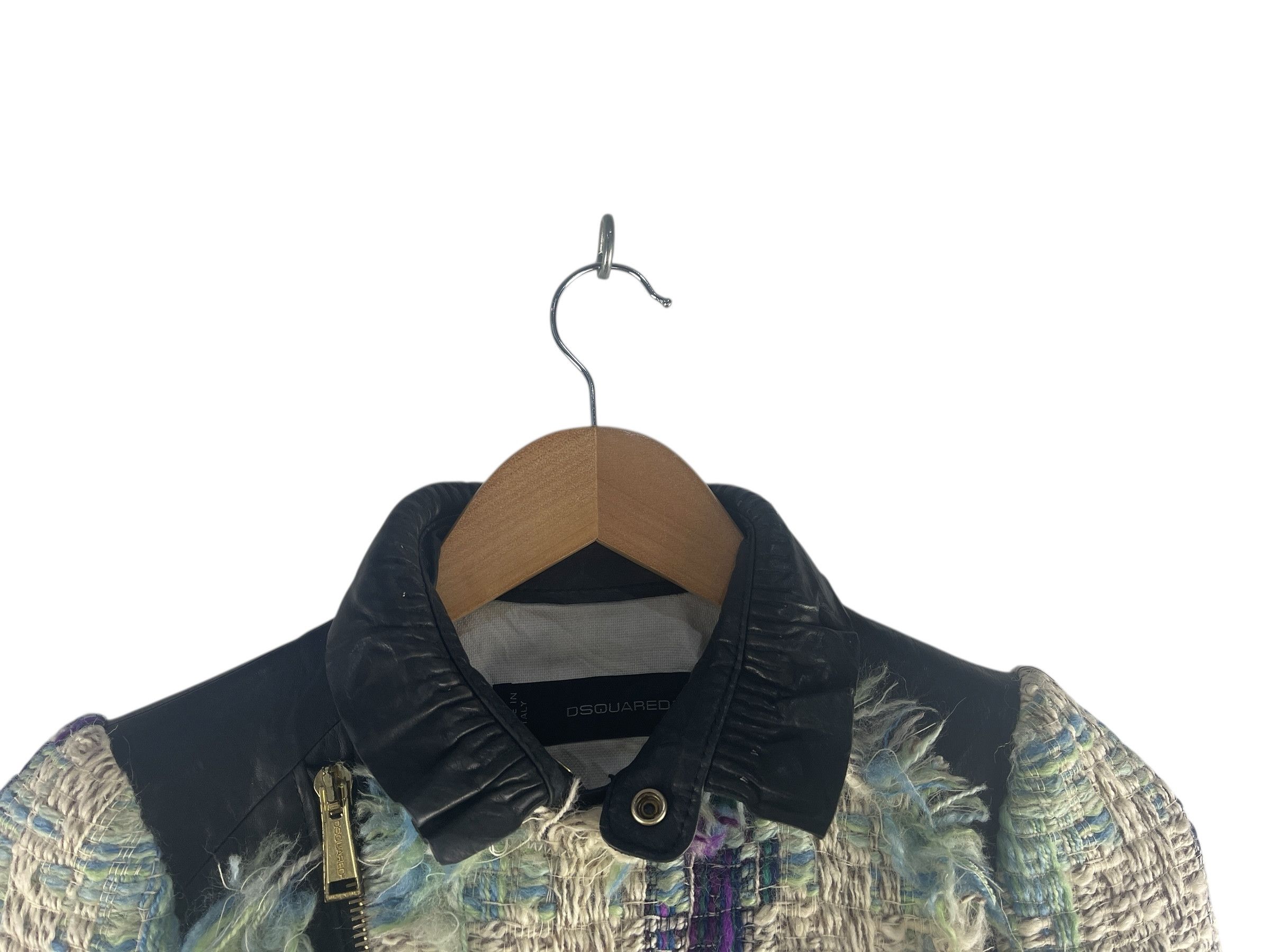 Dsquared2 Dsquared2 Cropped Tweed Biker Jacket - Made in Italy Size US XXS / EU 40 - 9 Thumbnail