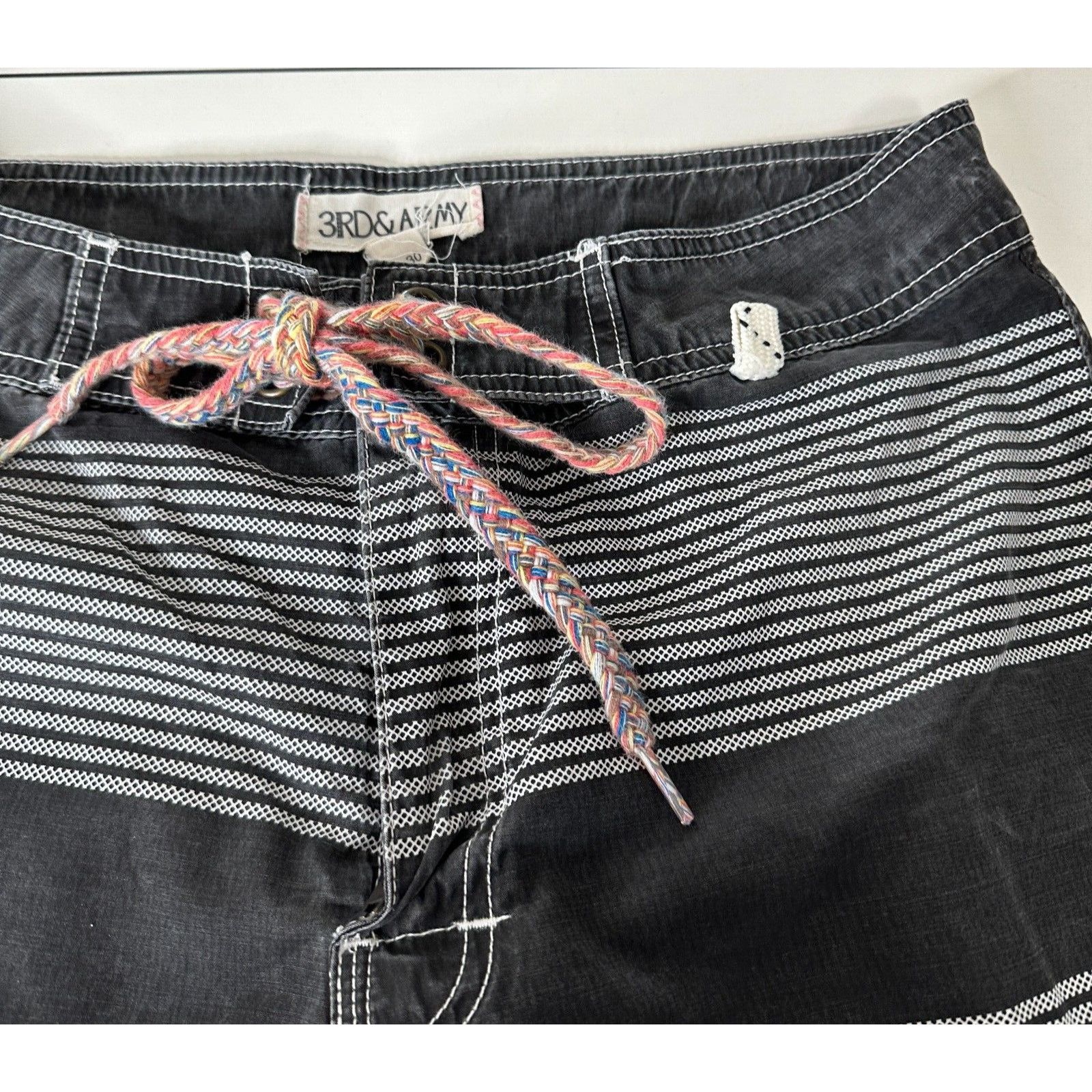 Other 3rd & Army Mens Black & White Stripe Tie Waist Pocket Short Size US 30 / EU 46 - 4 Thumbnail