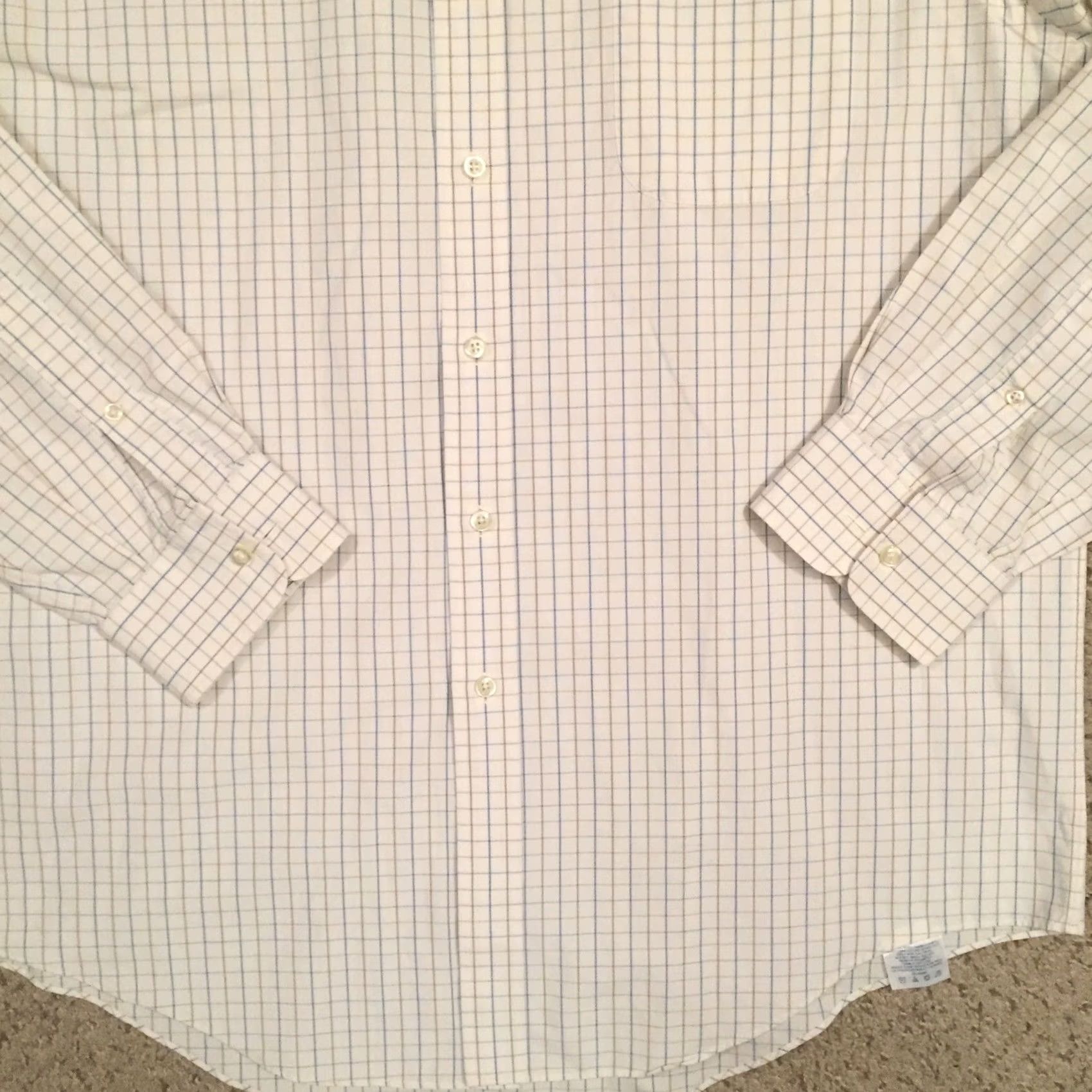 Lands' End Lands' End Shirt Mens XL Beige Blue Plaid Long Sleeve Button-Down Collar Shirt Mens Button-Up Front-Button Size US XL / EU 56 / 4 - 4 Thumbnail