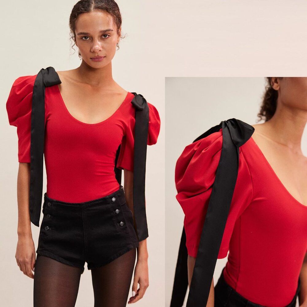 Free People NWT New Free People What A Girl Wants Bodysuit Red Black Ti Size S / US 4 / IT 40 - 2 Thumbnail