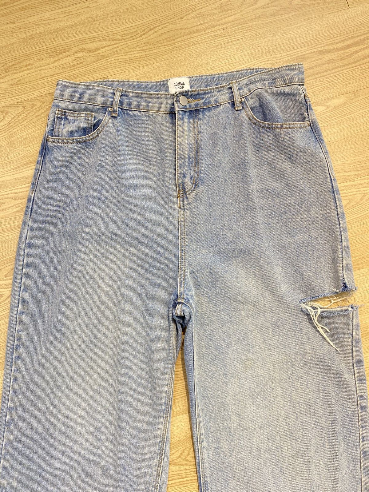 Japanese Brand Japnese Brand Baggy Blue Wash Style Ripped Jeans Size US 35 - 2 Thumbnail