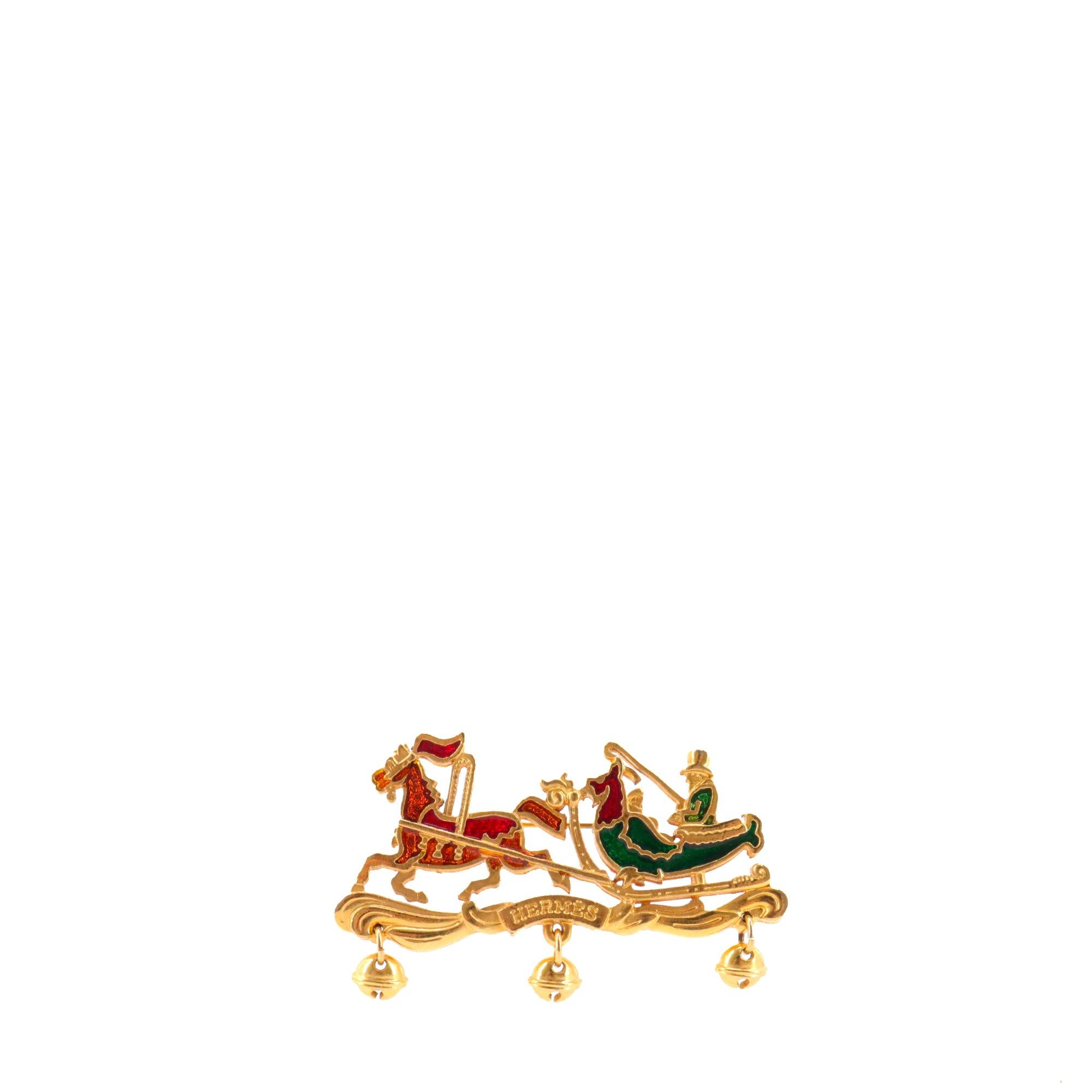 Hermes HERMÈS - Hermès Christmas Carriage Brooch in Gold Metal Size ONE SIZE - 1 Thumbnail