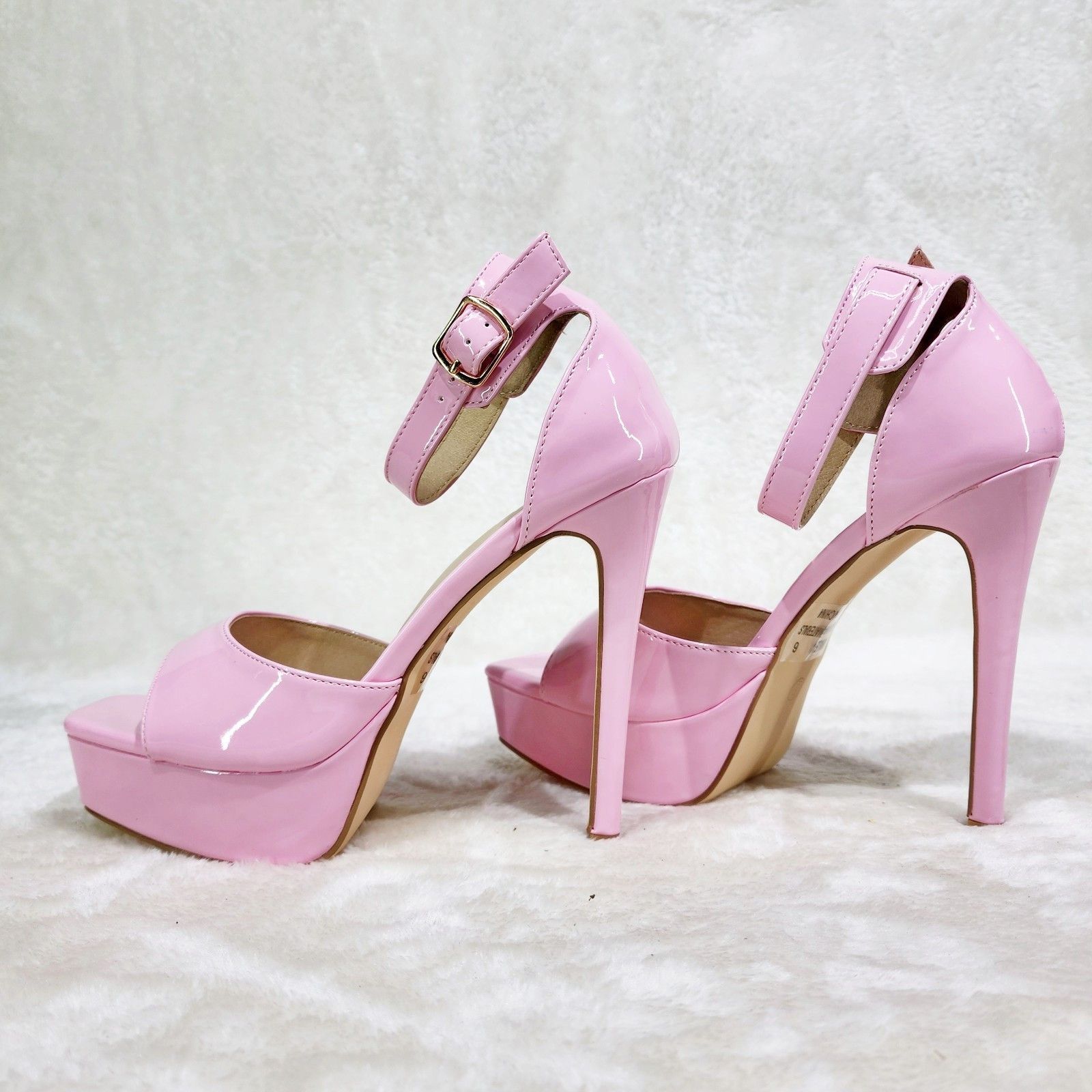 Other Jessica Pink Patent Platform Stiletto High Heels Ankle Strap Size US 8.5 / IT 38.5 - 1 Thumbnail