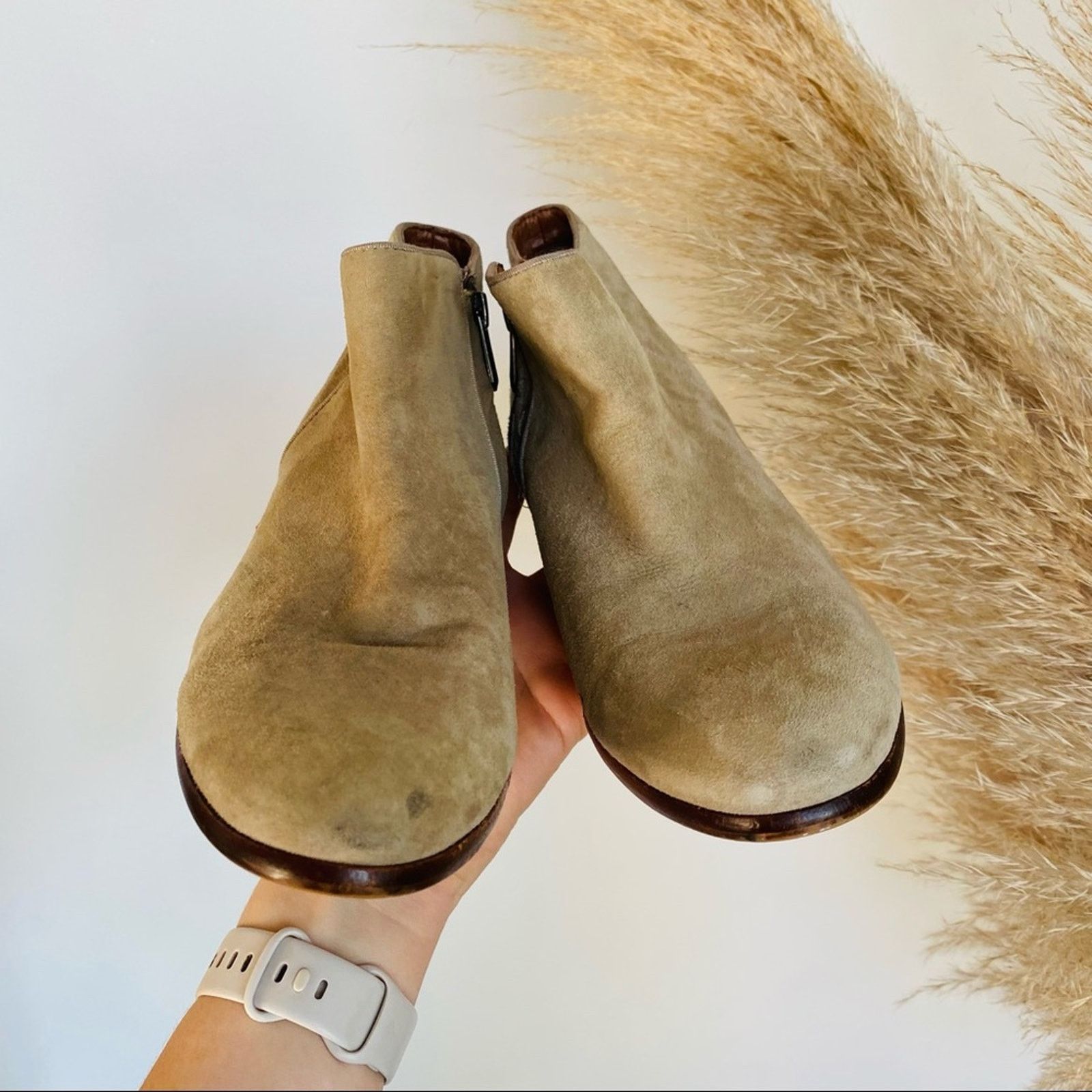 Nordstrom SAM EDELMAN Beige Tan Suede Leather Ankle Boot Booties Shoes Size US 9.5 / IT 39.5 - 3 Thumbnail